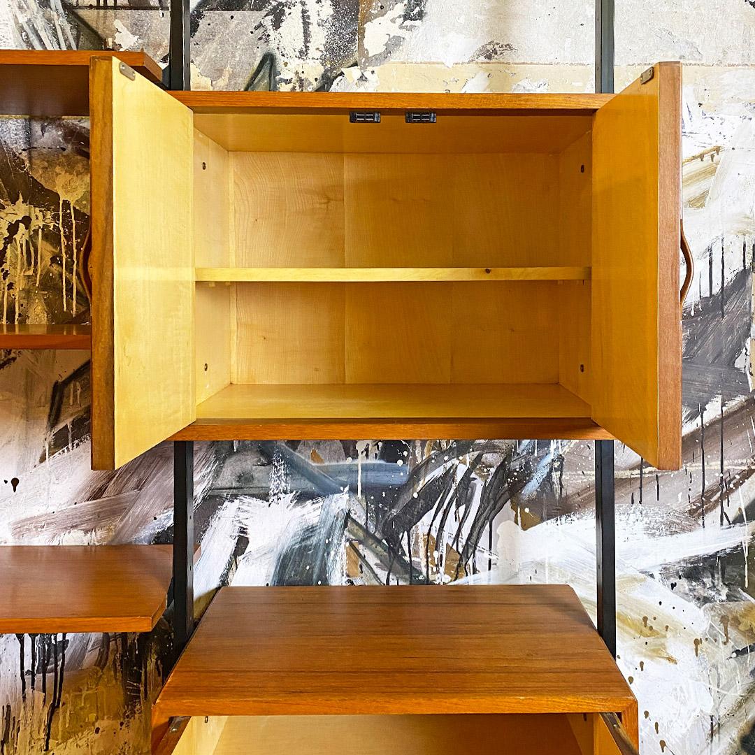 Mid-20th Century Italian Mid-Century Full Height Teak Bookcase with Cabinet and Shelves, 1960s