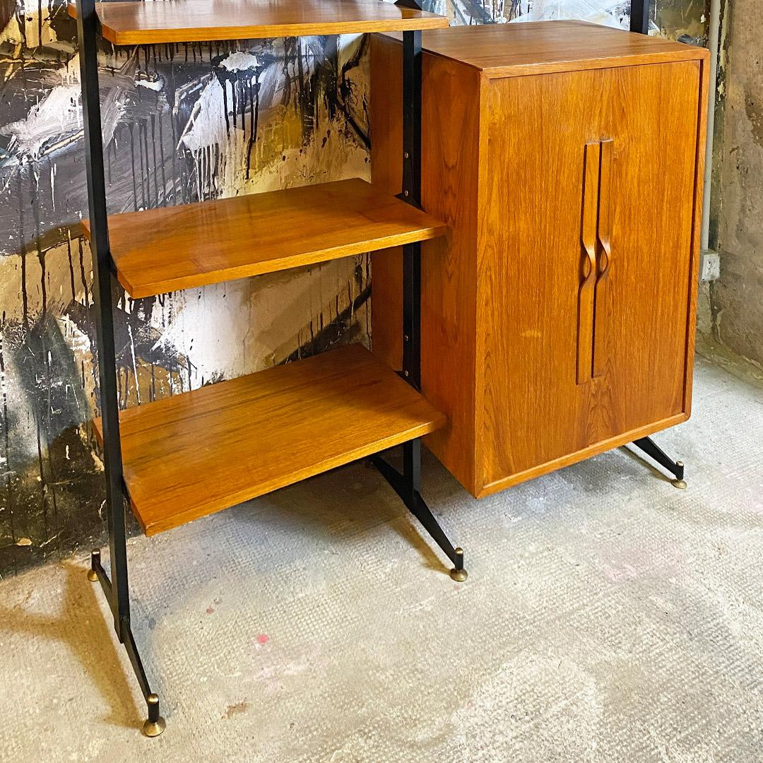 Italian Mid-Century Full Height Teak Bookcase with Cabinet and Shelves, 1960s 1