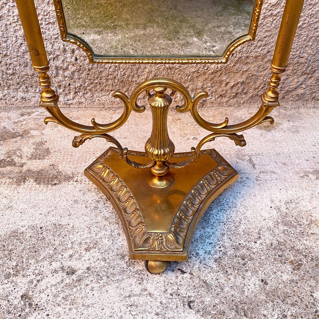 Italian Mid-Century Full-Lenghth and Tiltable Brass Mirror on Wheels, 1950s 1