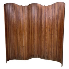 Italian Midcentury Fully Articulated Wooden Strips Screen, 1960s