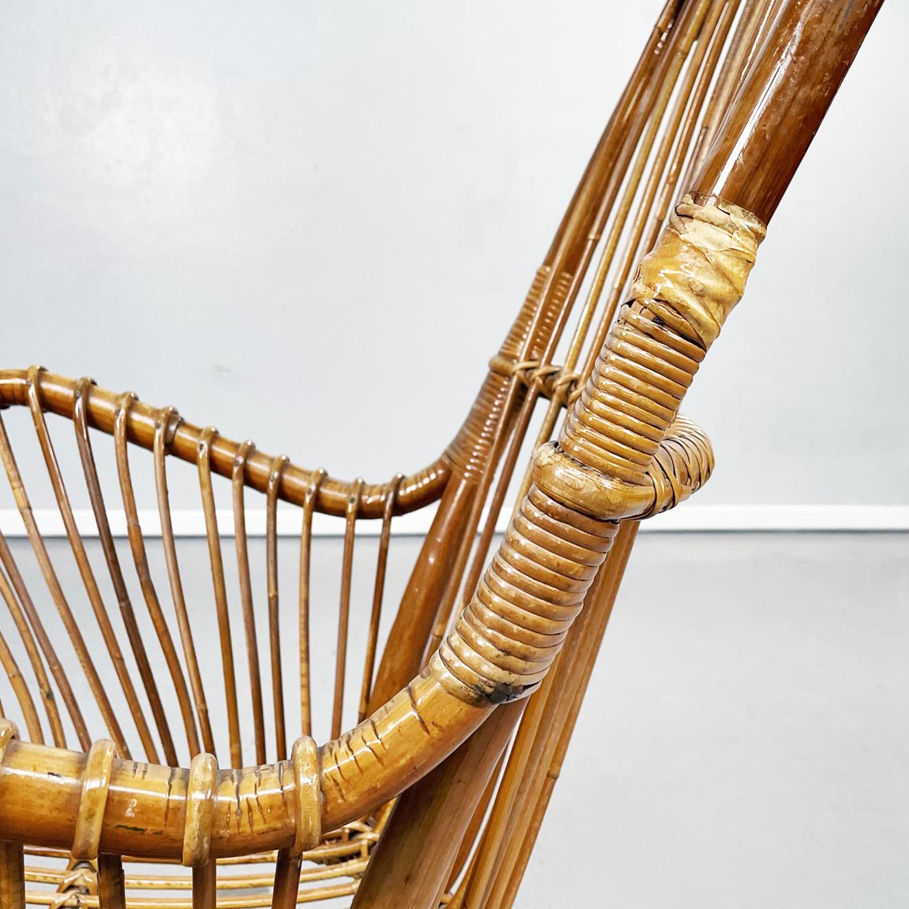 Italian Mid-Century Garden Armchairs in Rattan with Intertwining N Leather, 1960 7