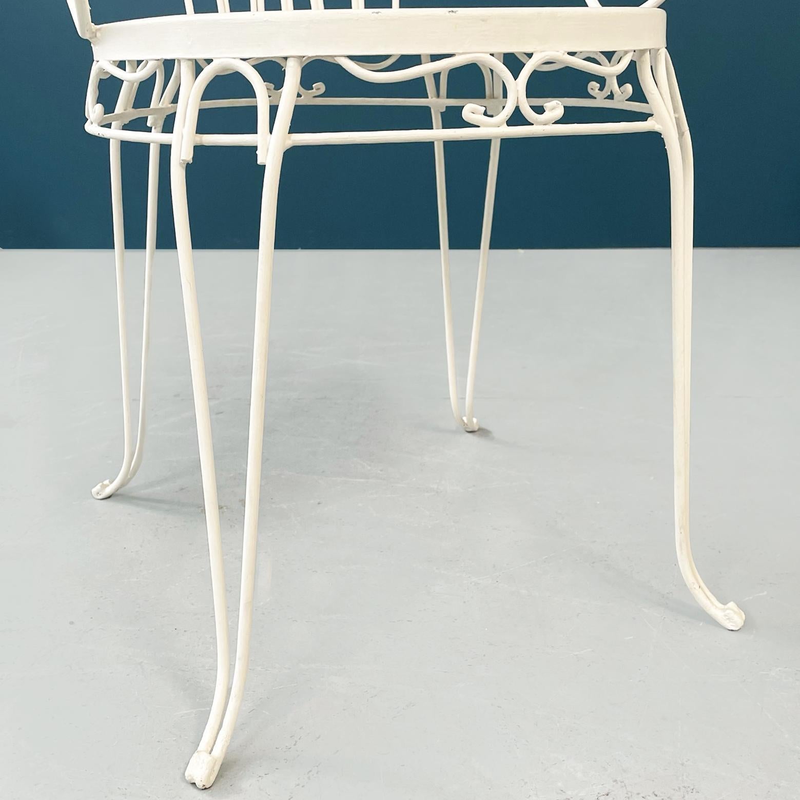 Italian Mid-Century Garden Chairs in White Wrought Iron with Curls, 1960s For Sale 8