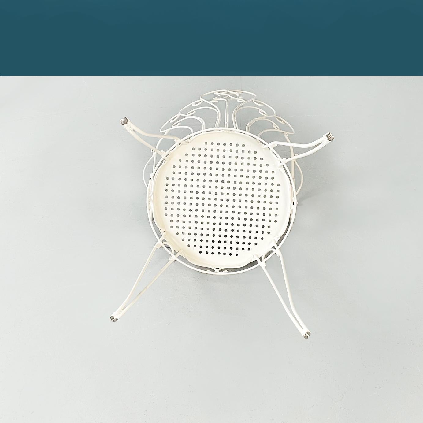 Italian Mid-Century Garden Chairs in White Wrought Iron with Curls, 1960s For Sale 9