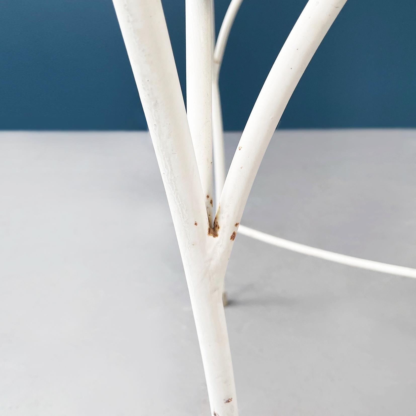 Table de jardin italienne du milieu du siècle en fer forgé blanc et verre, années 1960 en vente 4
