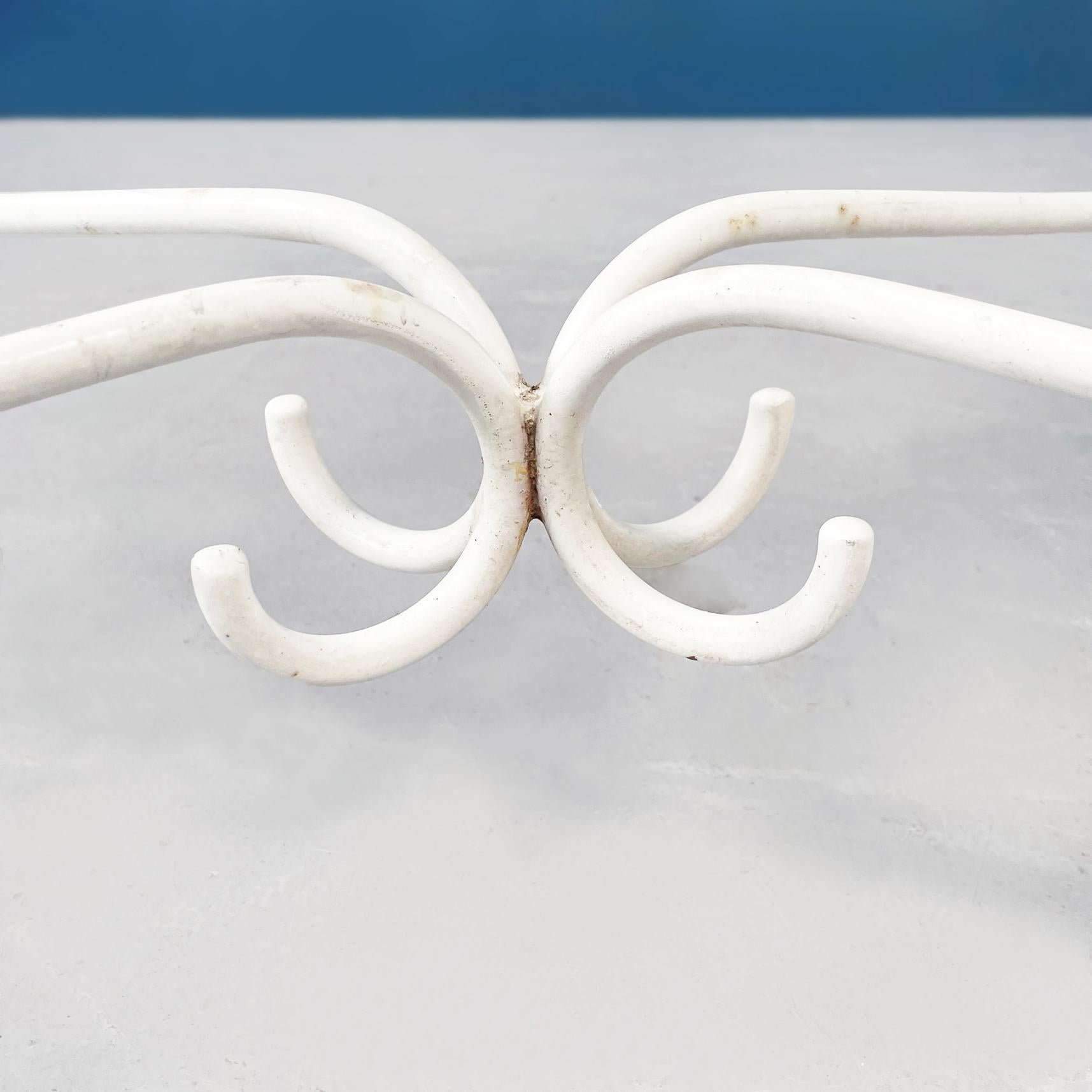 Table de jardin italienne du milieu du siècle en fer forgé blanc et verre, années 1960 en vente 6