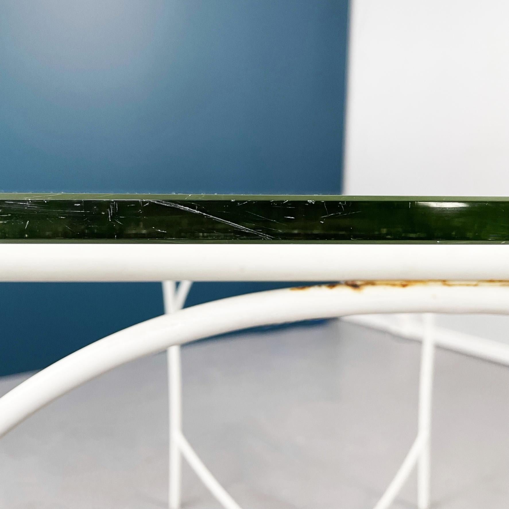 Verre Table de jardin italienne du milieu du siècle en fer forgé blanc et verre, années 1960 en vente