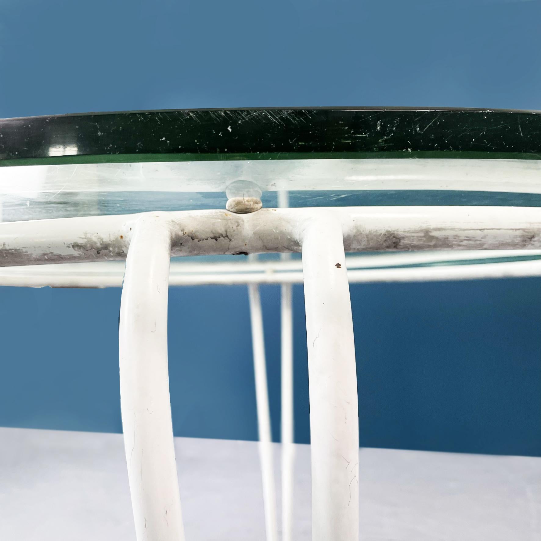 Italian Mid-Century Garden Table in White Wrought Iron and Glass, 1960s For Sale 2