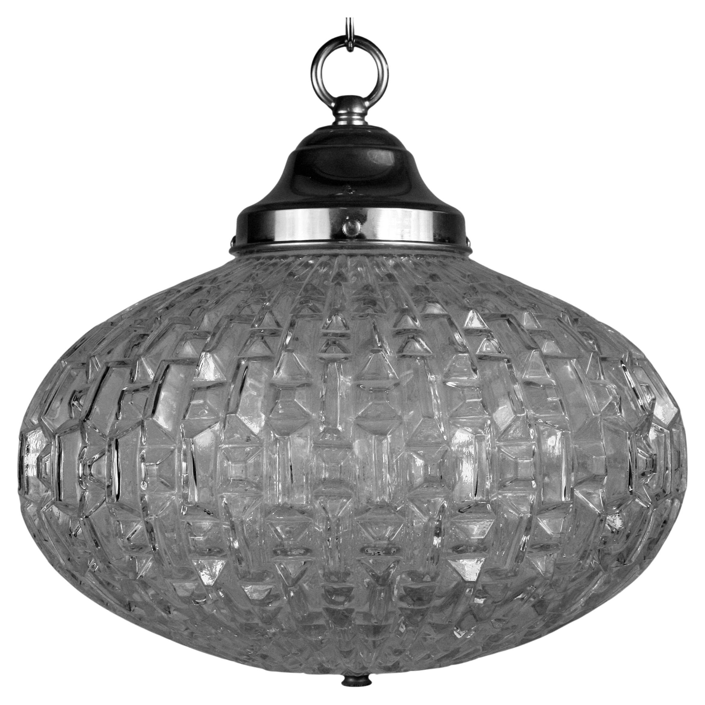 Italian Mid Century   Geometric Glass Pendant