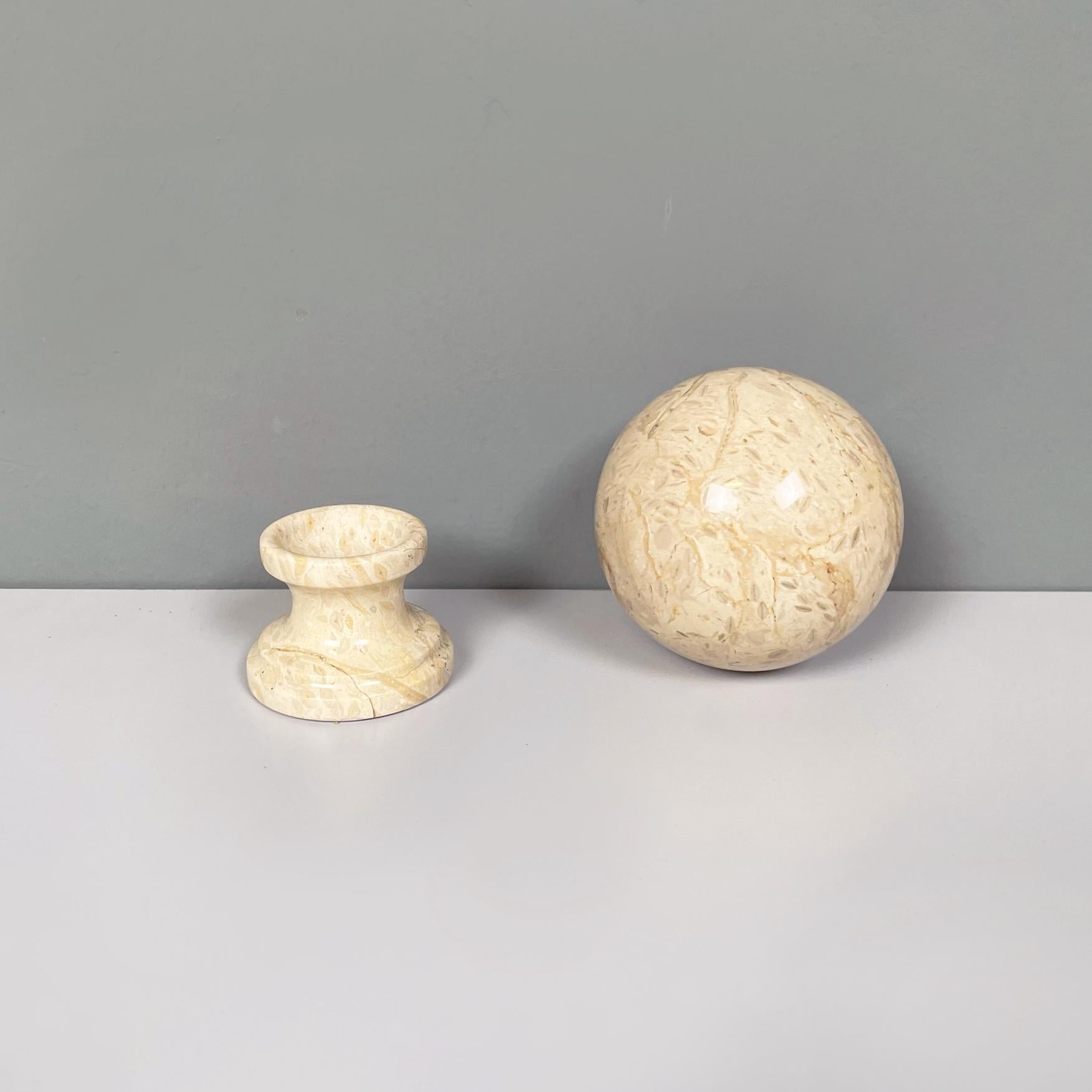 Mid-Century Modern Italian Midcentury Geometric Spherical Sculpture in Beige Onyx Stone, 1960s