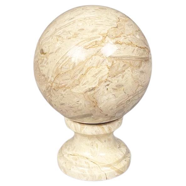 Italian Midcentury Geometric Spherical Sculpture in Beige Onyx Stone, 1960s