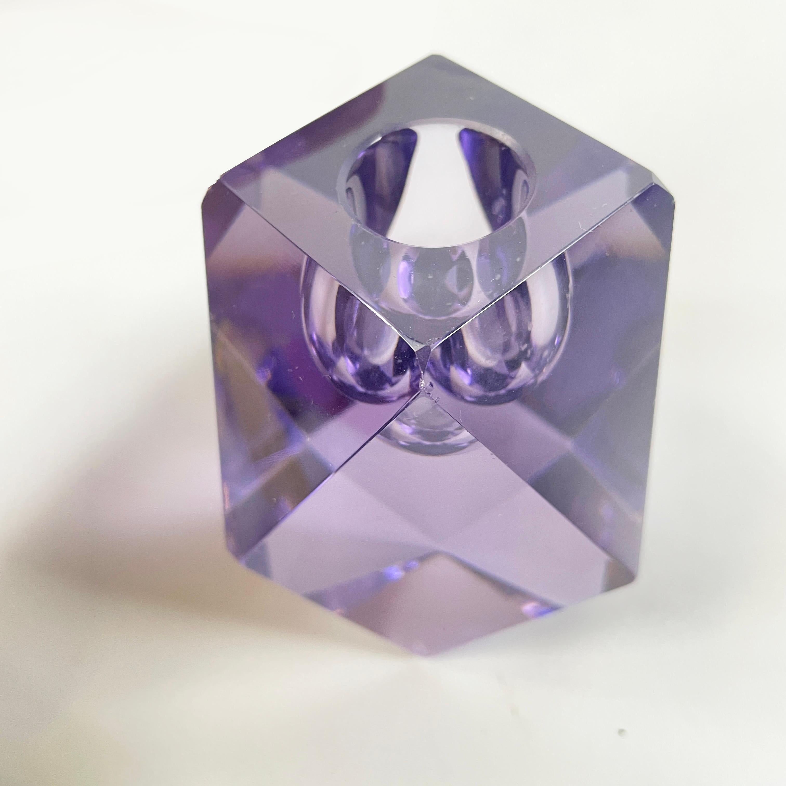 Italian Mid-Century Geometrical single flame candle holder in alexandrite, 1970s For Sale 4