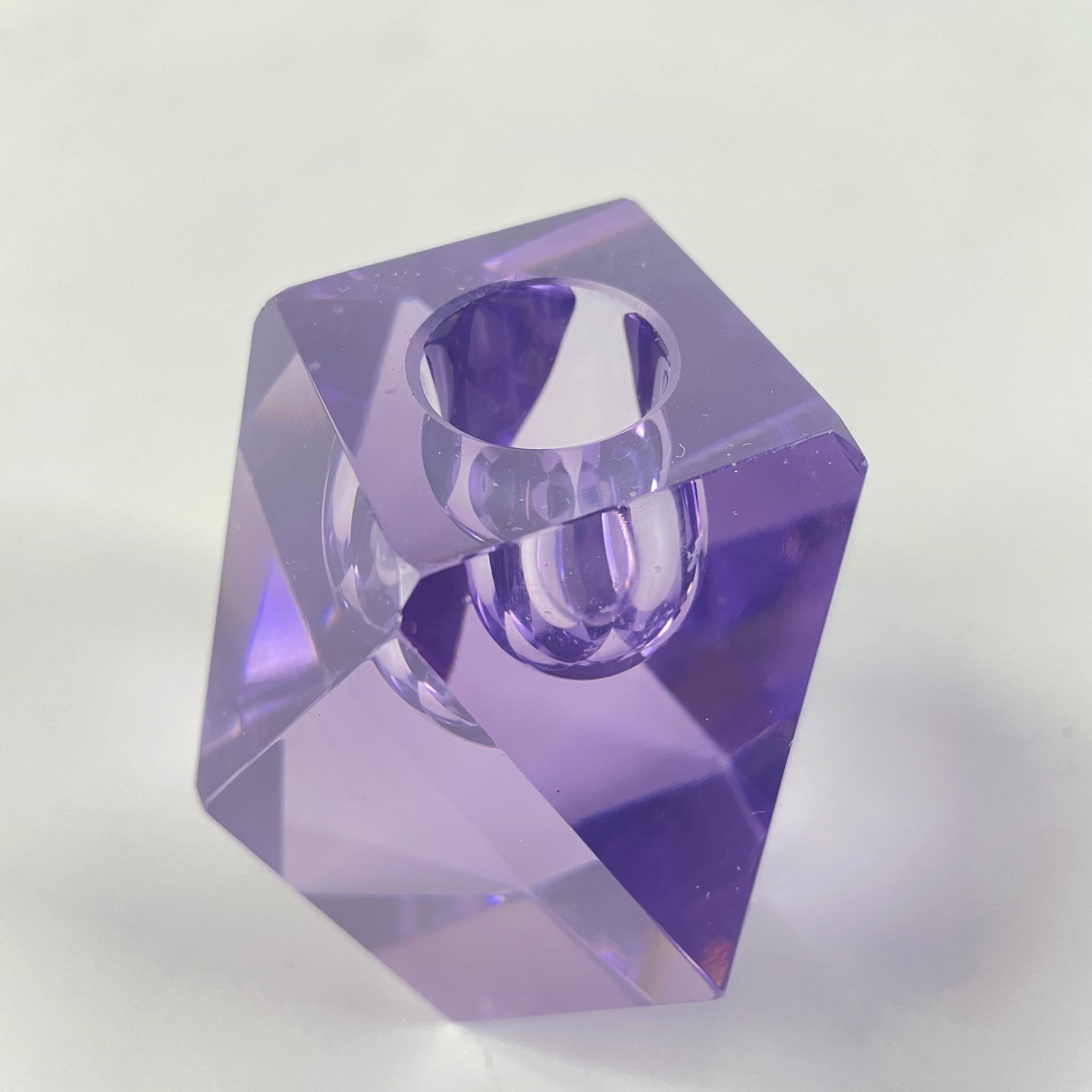 Italian Mid-Century Geometrical single flame candle holder in alexandrite, 1970s For Sale 2