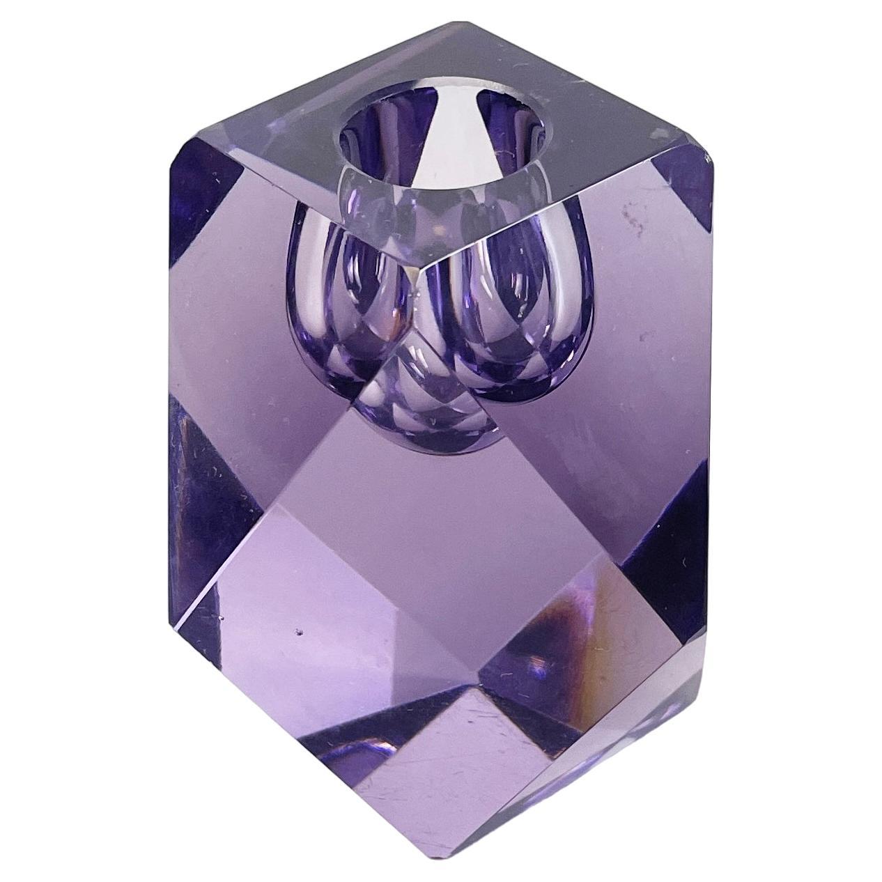 Italian Mid-Century Geometrical single flame candle holder in alexandrite, 1970s