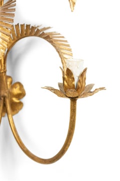 Italian Midcentury Gilt Palm Wall Sconce