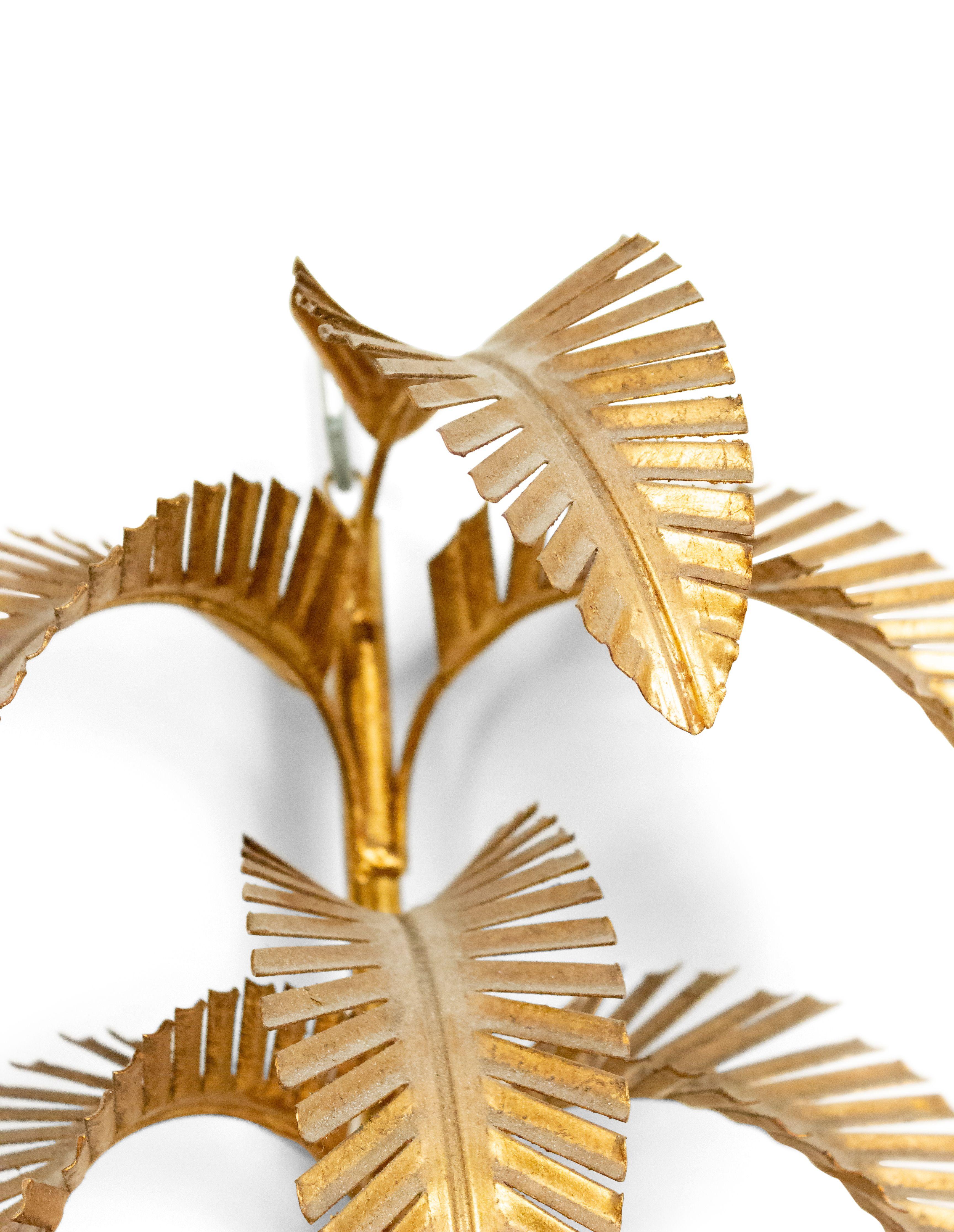 20th Century Italian Midcentury Gilt Palm Wall Sconce For Sale