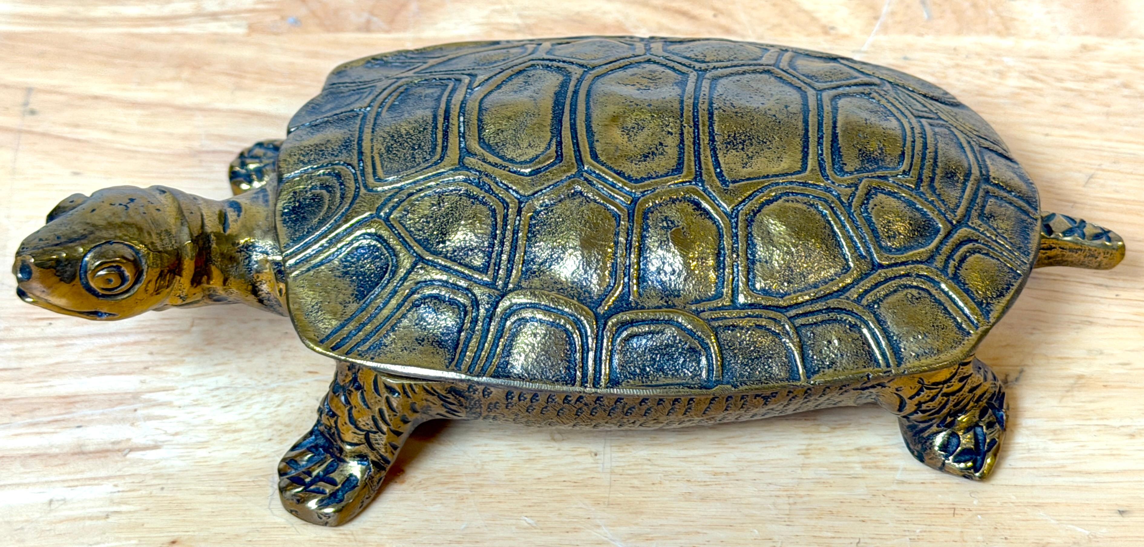 Italian Mid-Century Gilt and Patinated Bronze Turtle Hinged Box, circa ...