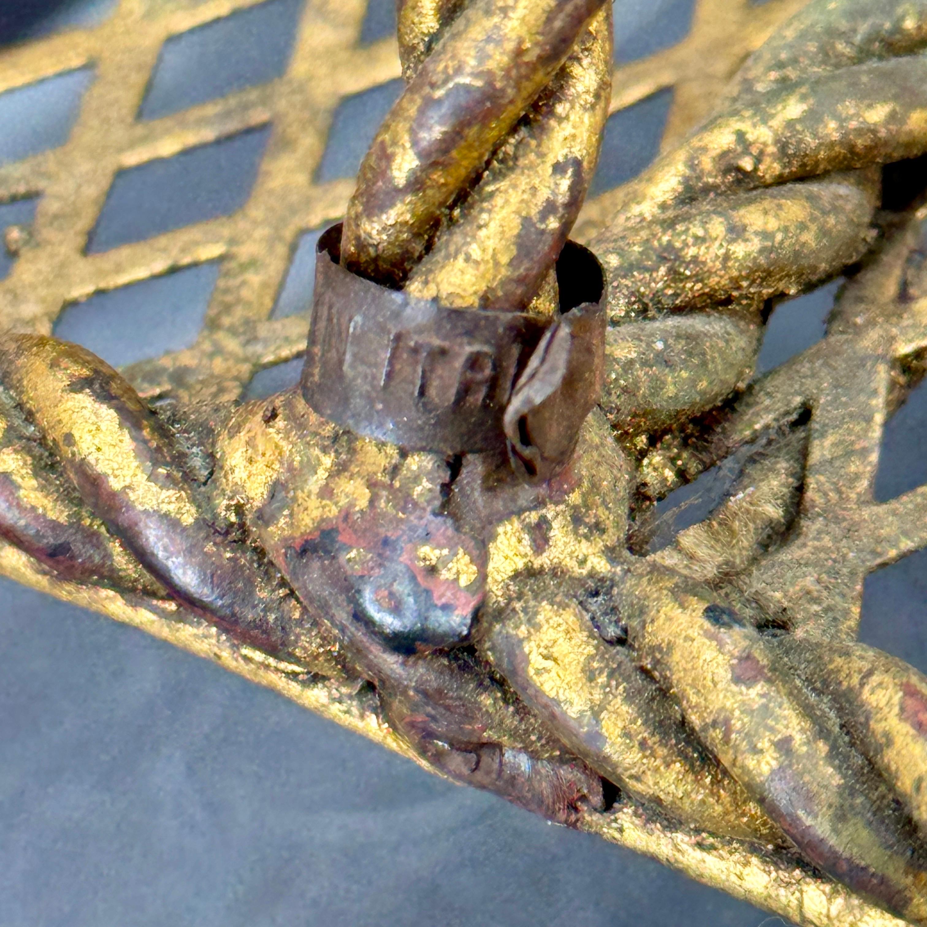 Italian Mid-Century Gilt Roped Metal Magazine Rack For Sale 4