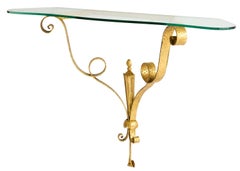 Italian Mid-Century Gilt Wall-Mount Console Table by Pier Luigi Colli, 1940s