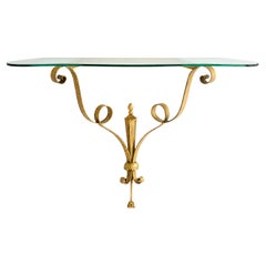 Italian Mid-Century Gilt Wall-Mount Console Table by Pier Luigi Colli, 1940s