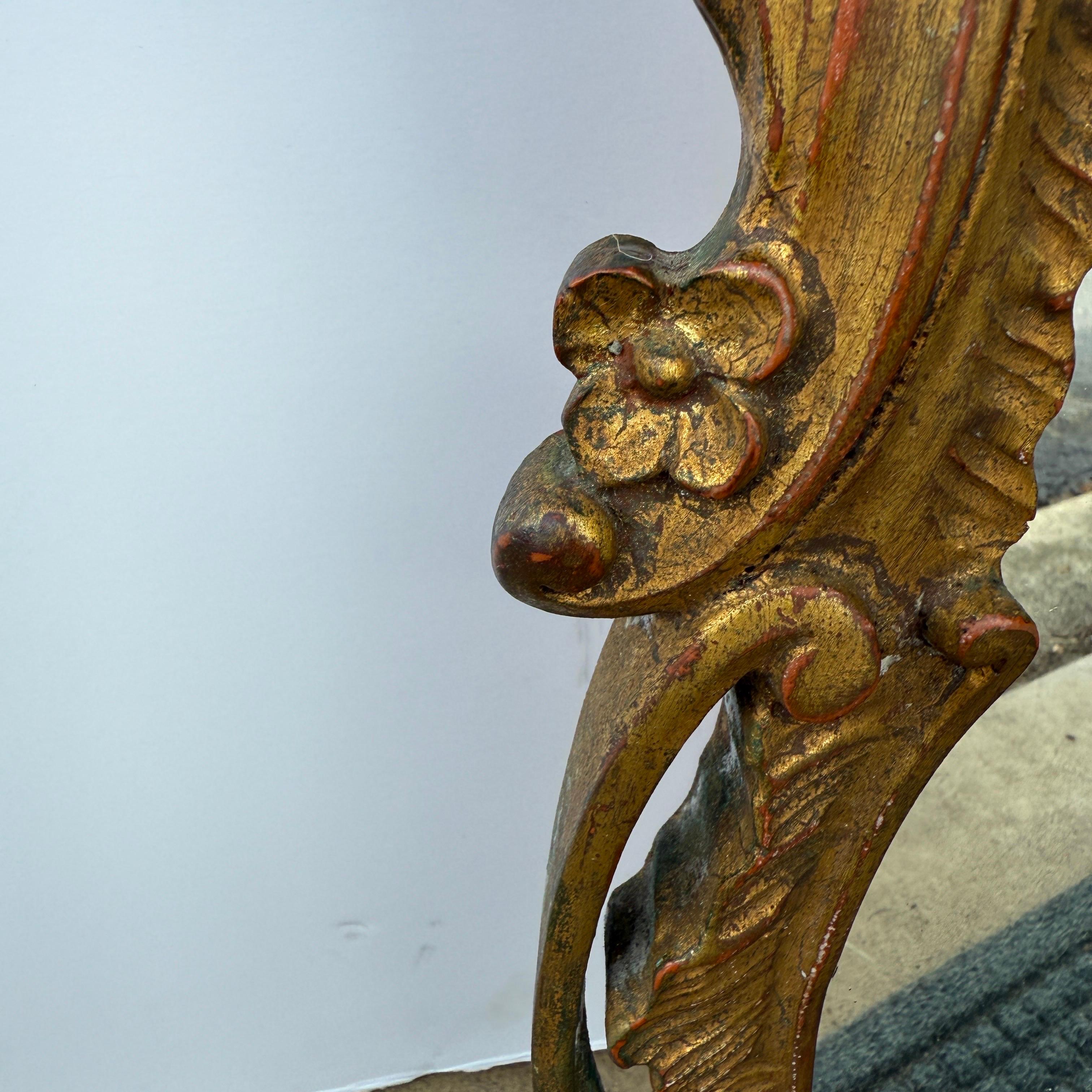 Italian Mid-Century Gilt Wood Carved Wall Mirror, 1950s For Sale 4