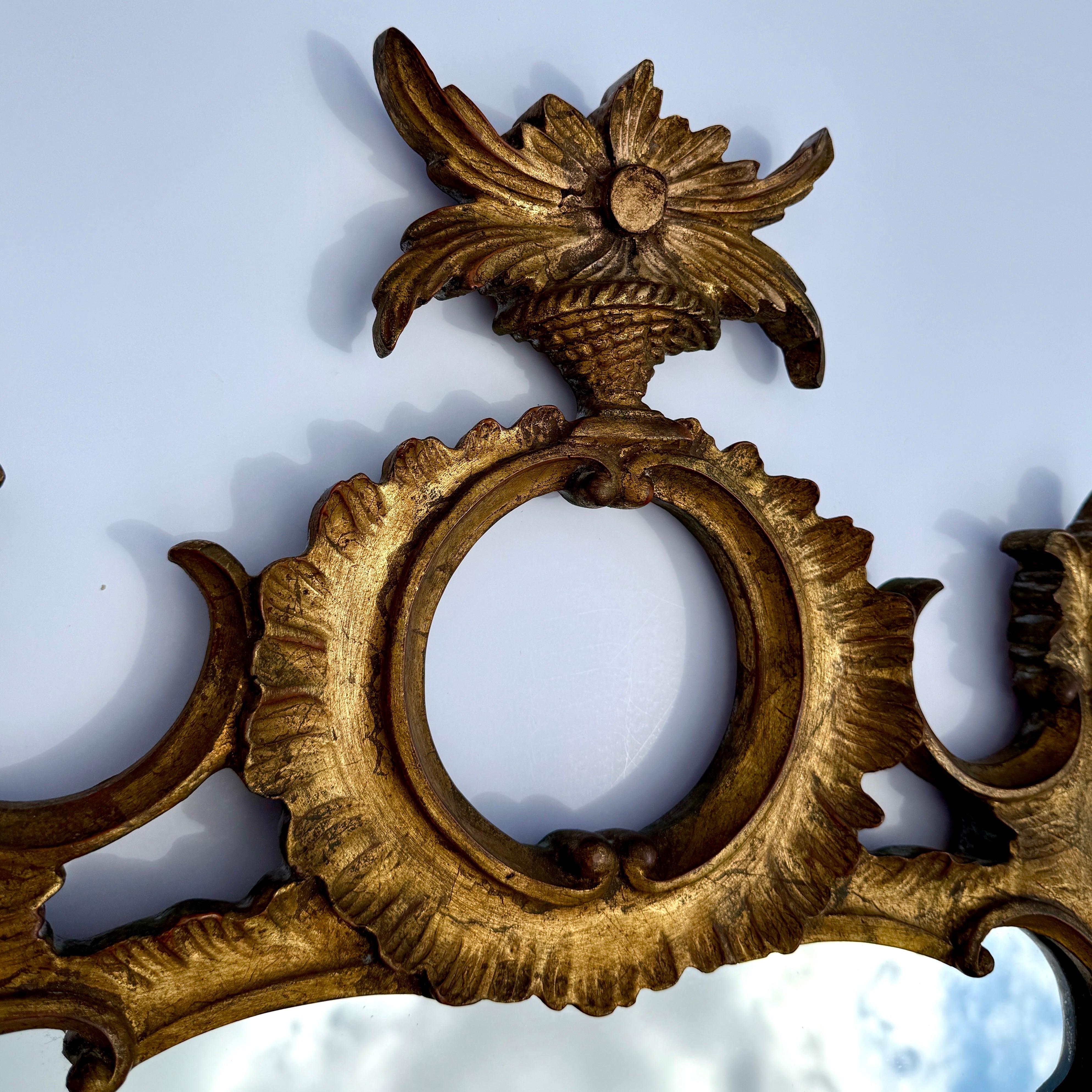 Italian Mid-Century Gilt Wood Carved Wall Mirror, 1950s For Sale 8