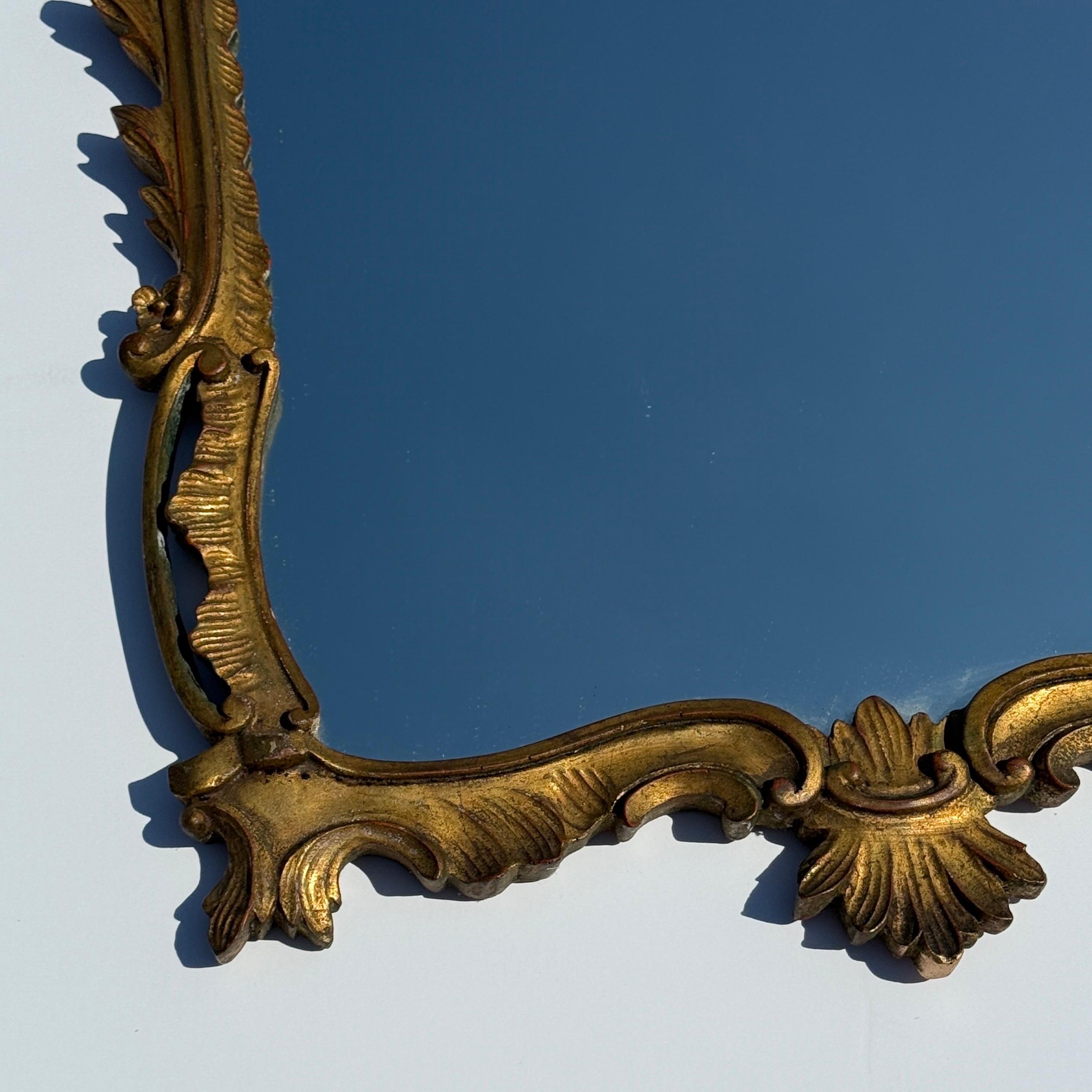 Italian Mid-Century Gilt Wood Carved Wall Mirror, 1950s For Sale 11