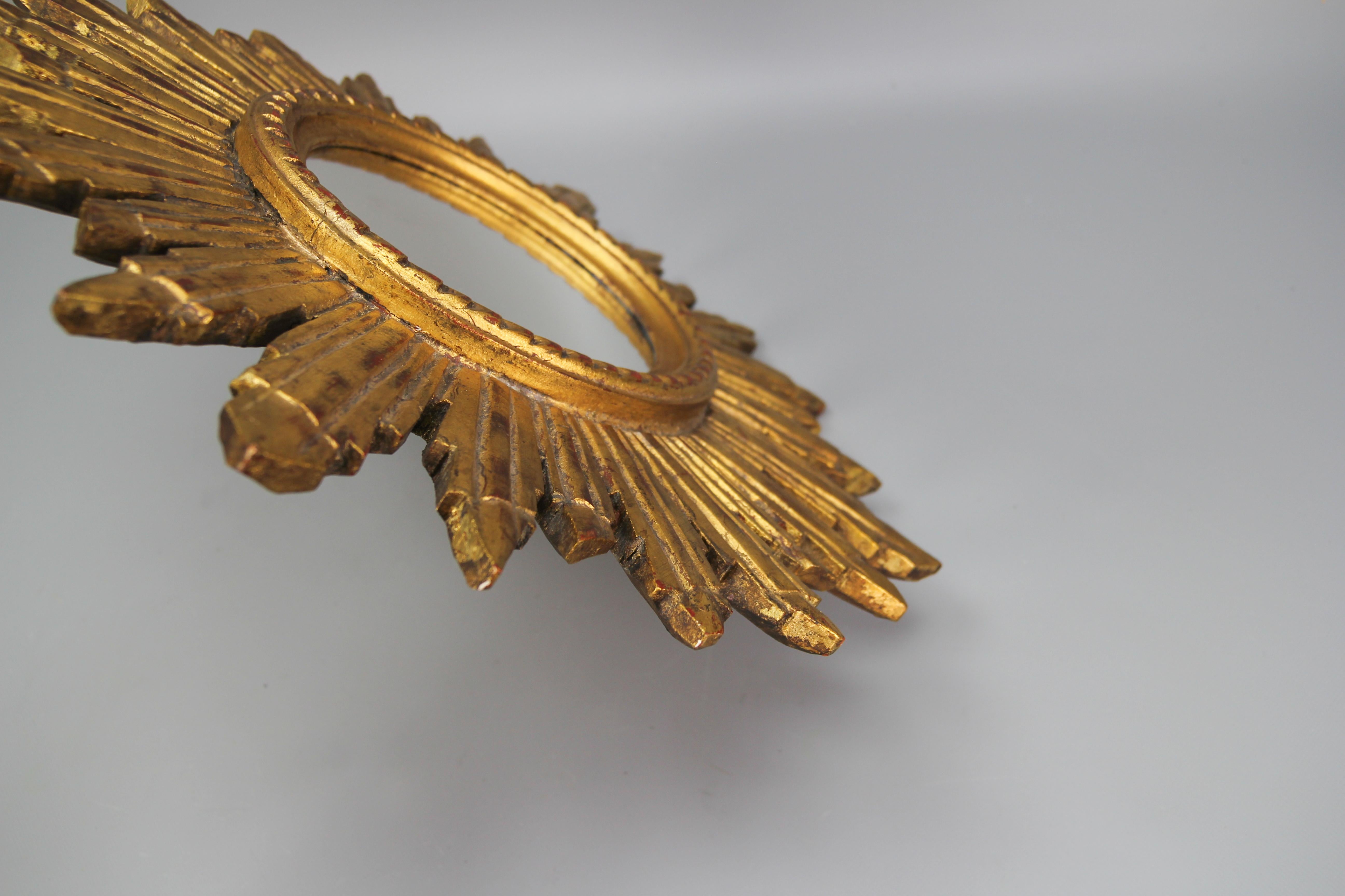 Italian Mid-Century Gilt Wood Sunburst or Sun Mirror 5