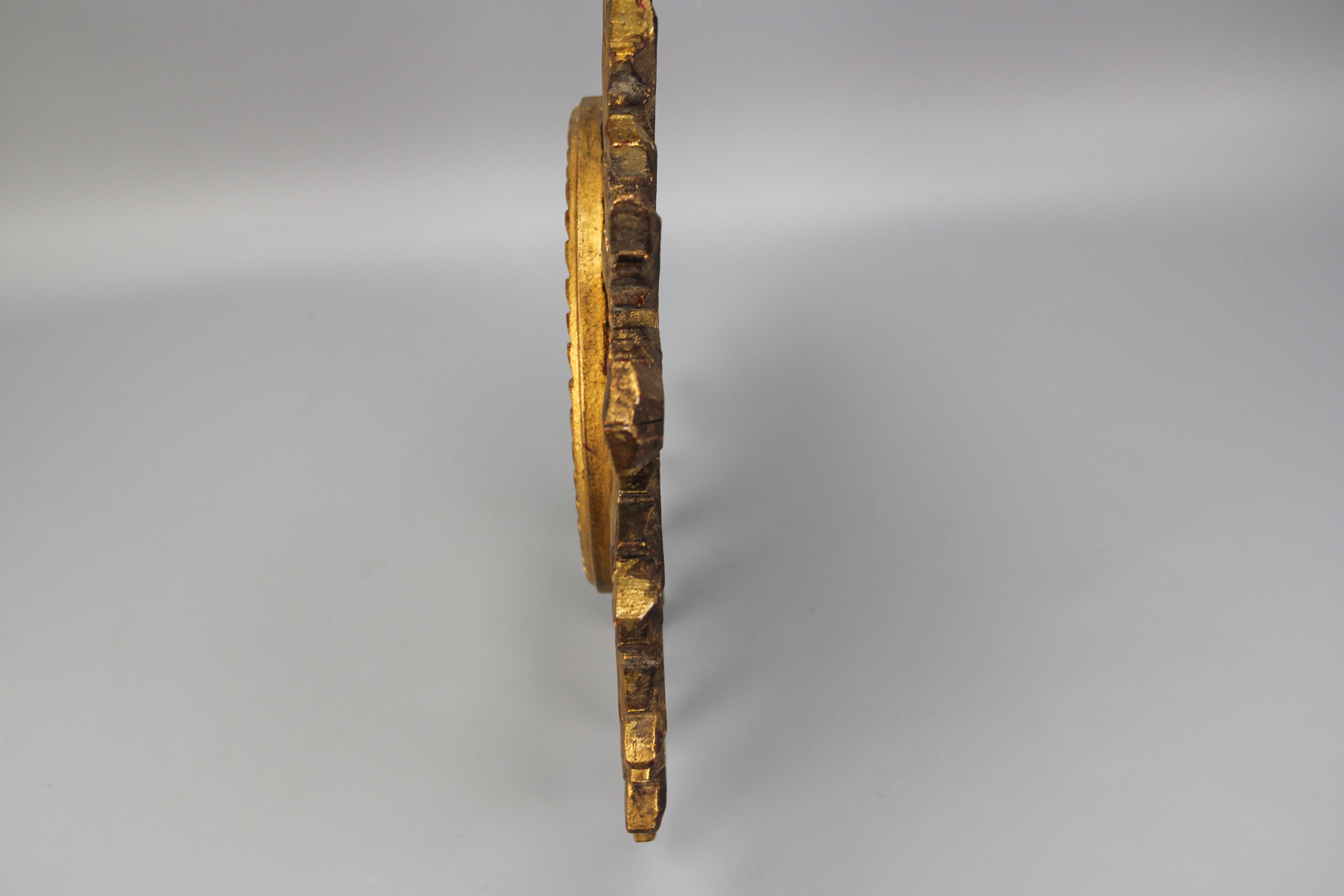 Italian Mid-Century Gilt Wood Sunburst or Sun Mirror 7
