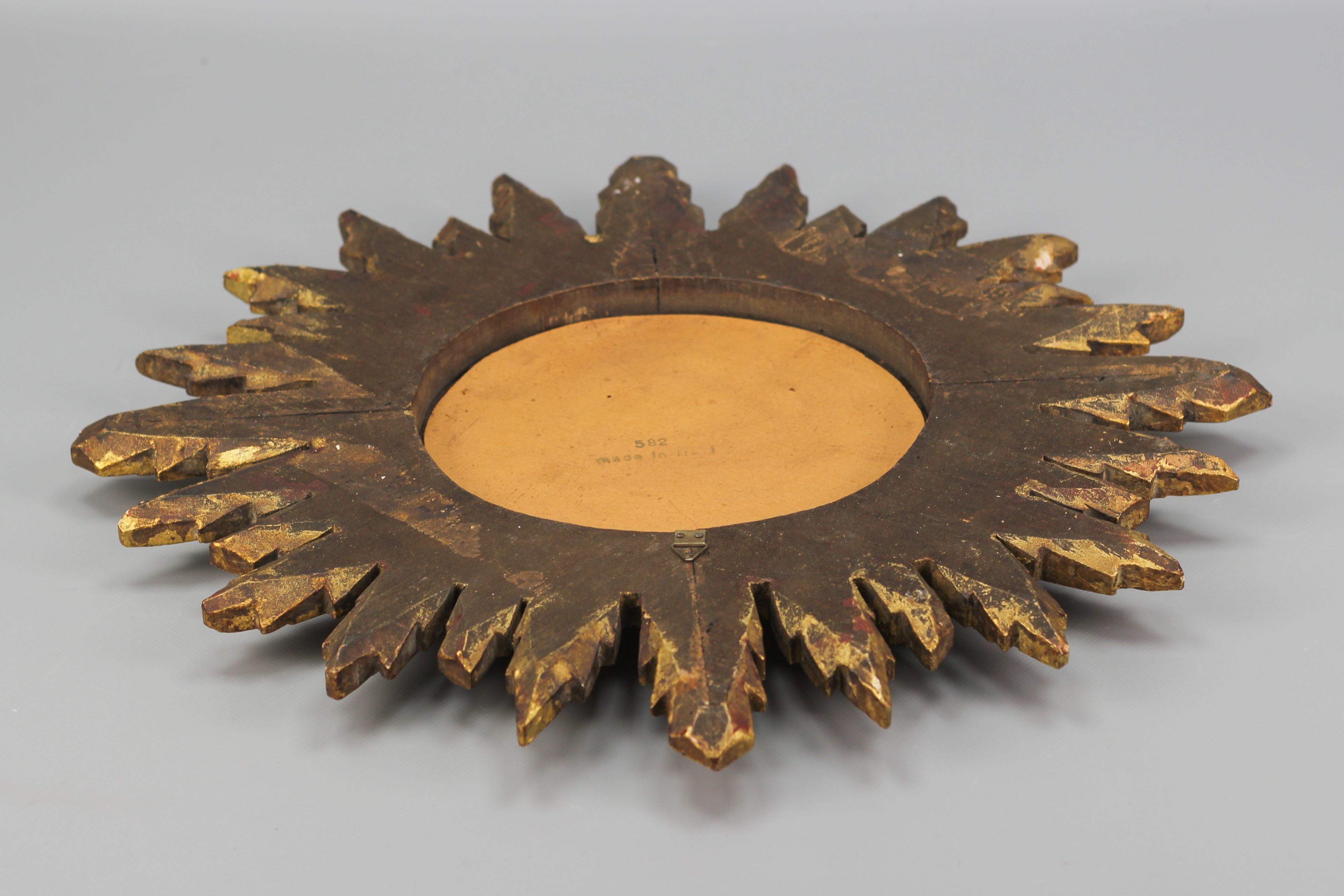 Italian Mid-Century Gilt Wood Sunburst or Sun Mirror 13