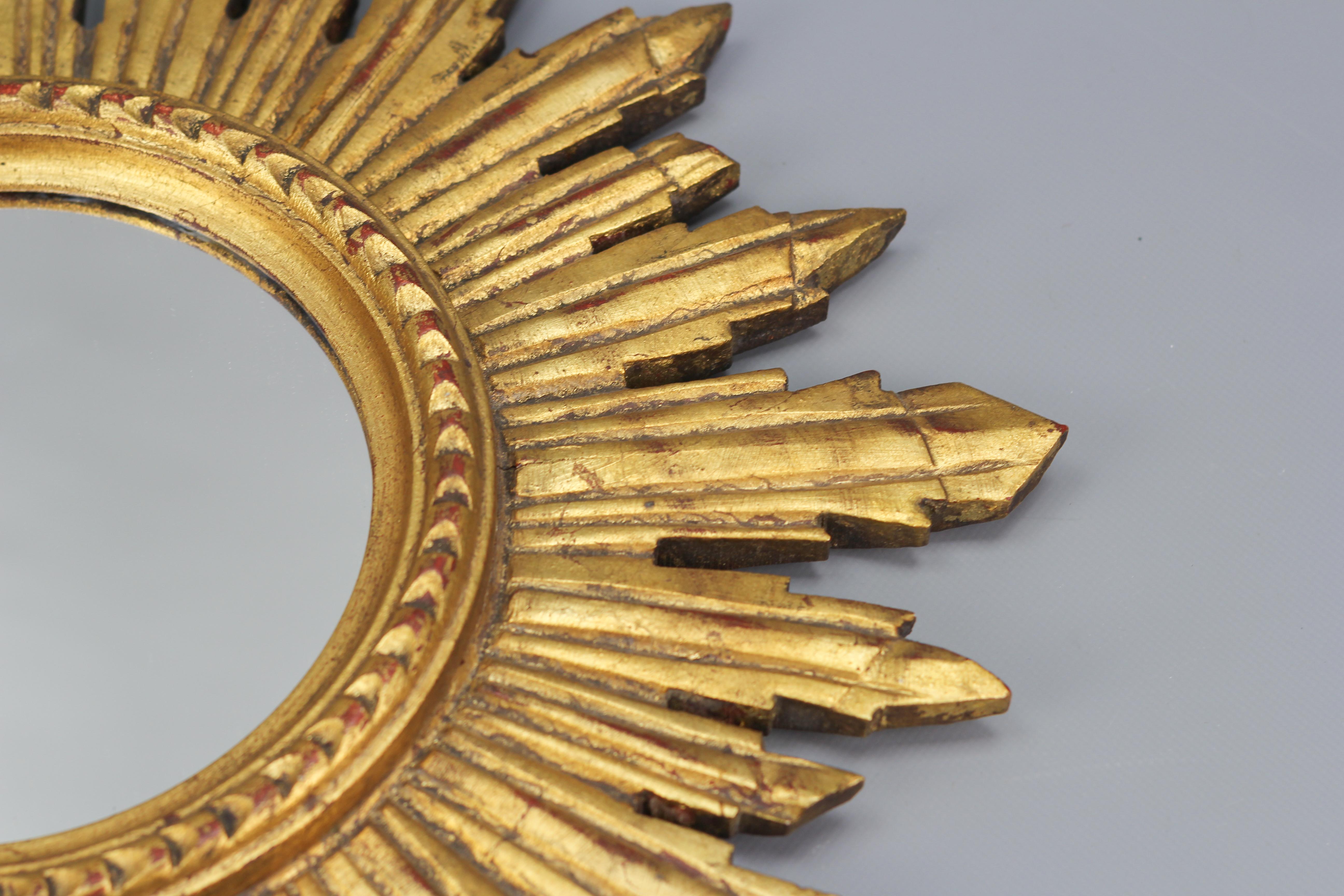 Mid-20th Century Italian Mid-Century Gilt Wood Sunburst or Sun Mirror
