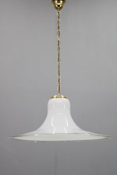Italian Mid Century Glass and Brass Pendant Light, 1960s