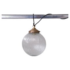 Italian Mid-Century Glass and Brass Pendant Light