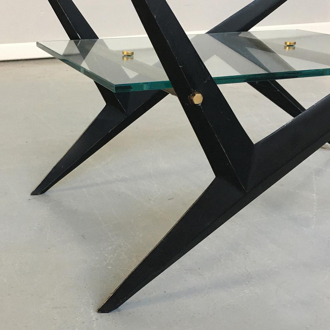 Italian Midcentury Glass, Iron and Brass Coffee Table by Angelo Ostuni, 1950s For Sale 1