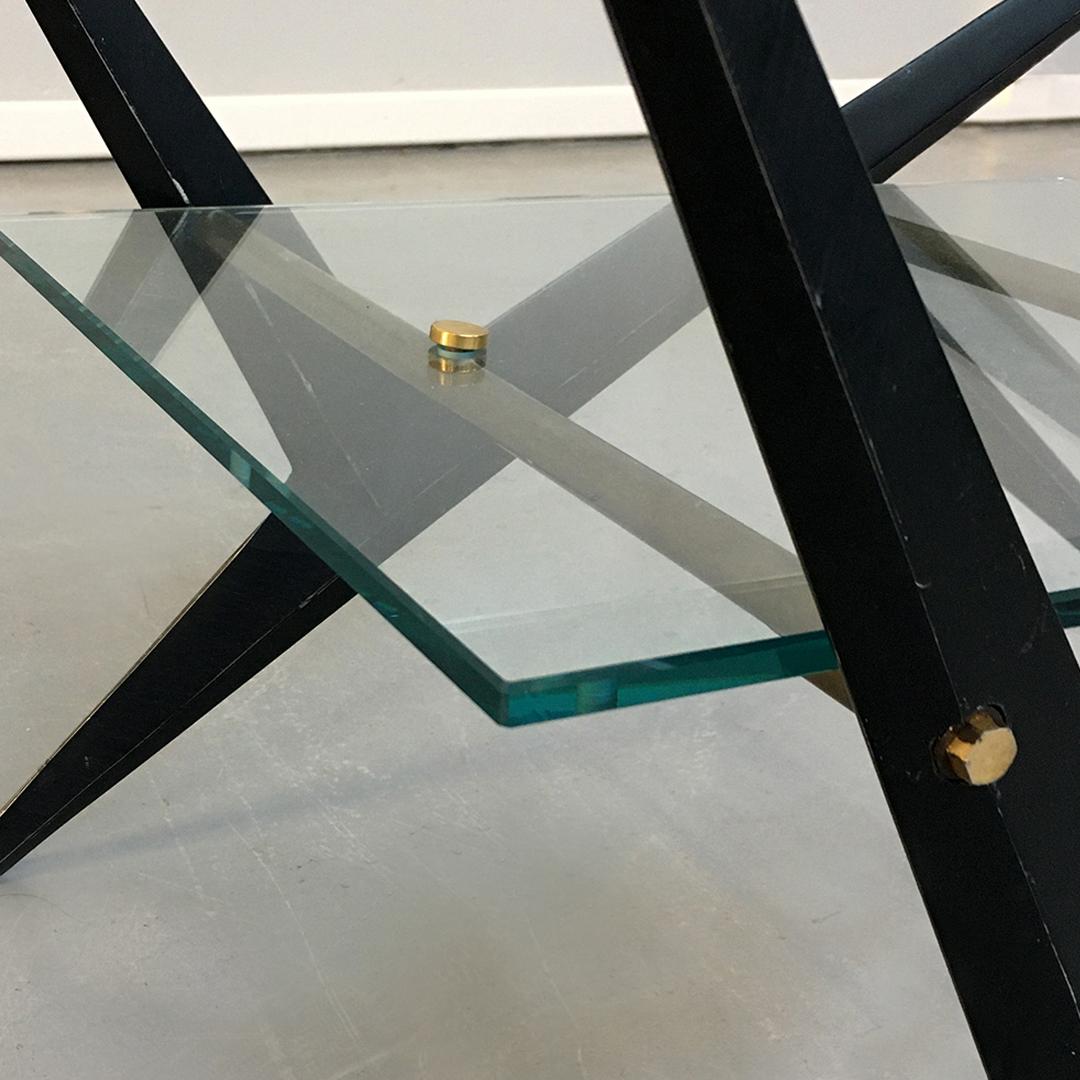 Italian Midcentury Glass, Iron and Brass Coffee Table by Angelo Ostuni, 1950s For Sale 2