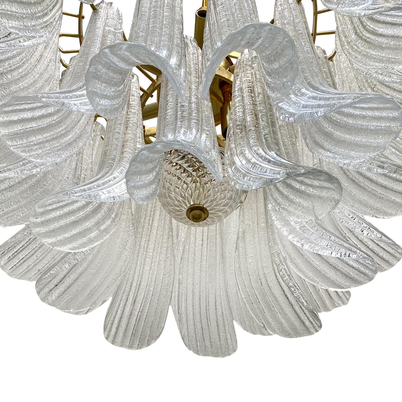 Italian Mid Century Glass Light Fixture In Good Condition For Sale In New York, NY