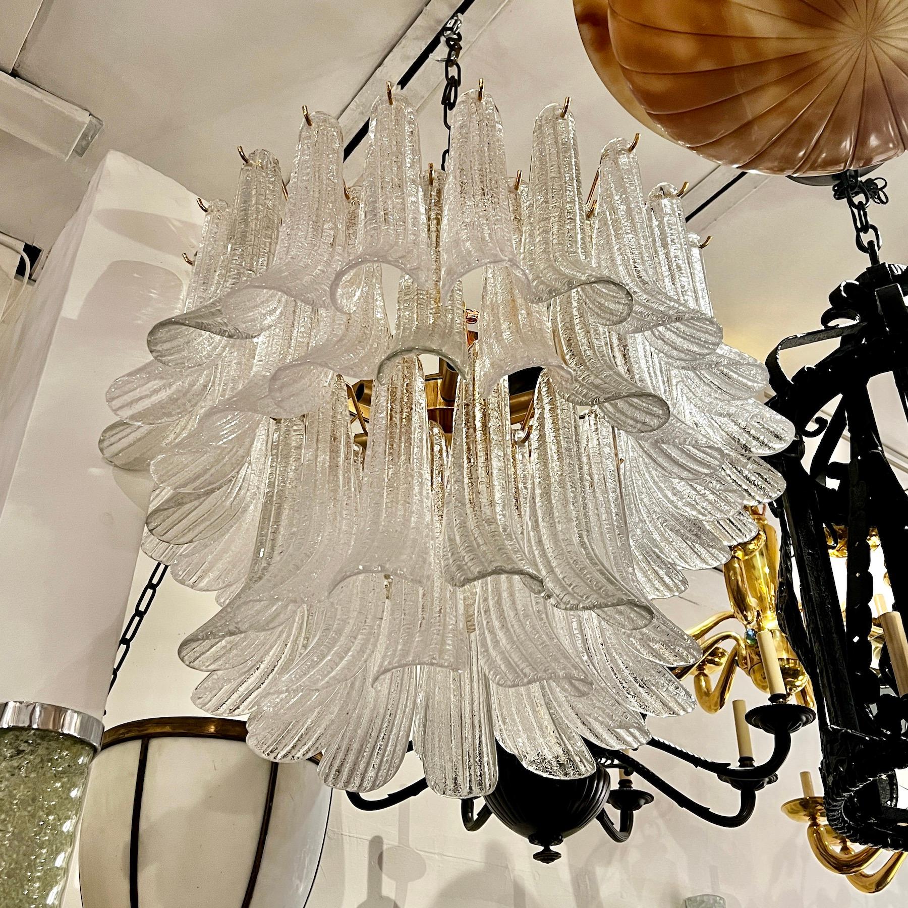 Italian Mid Century Glass Light Fixture For Sale 2