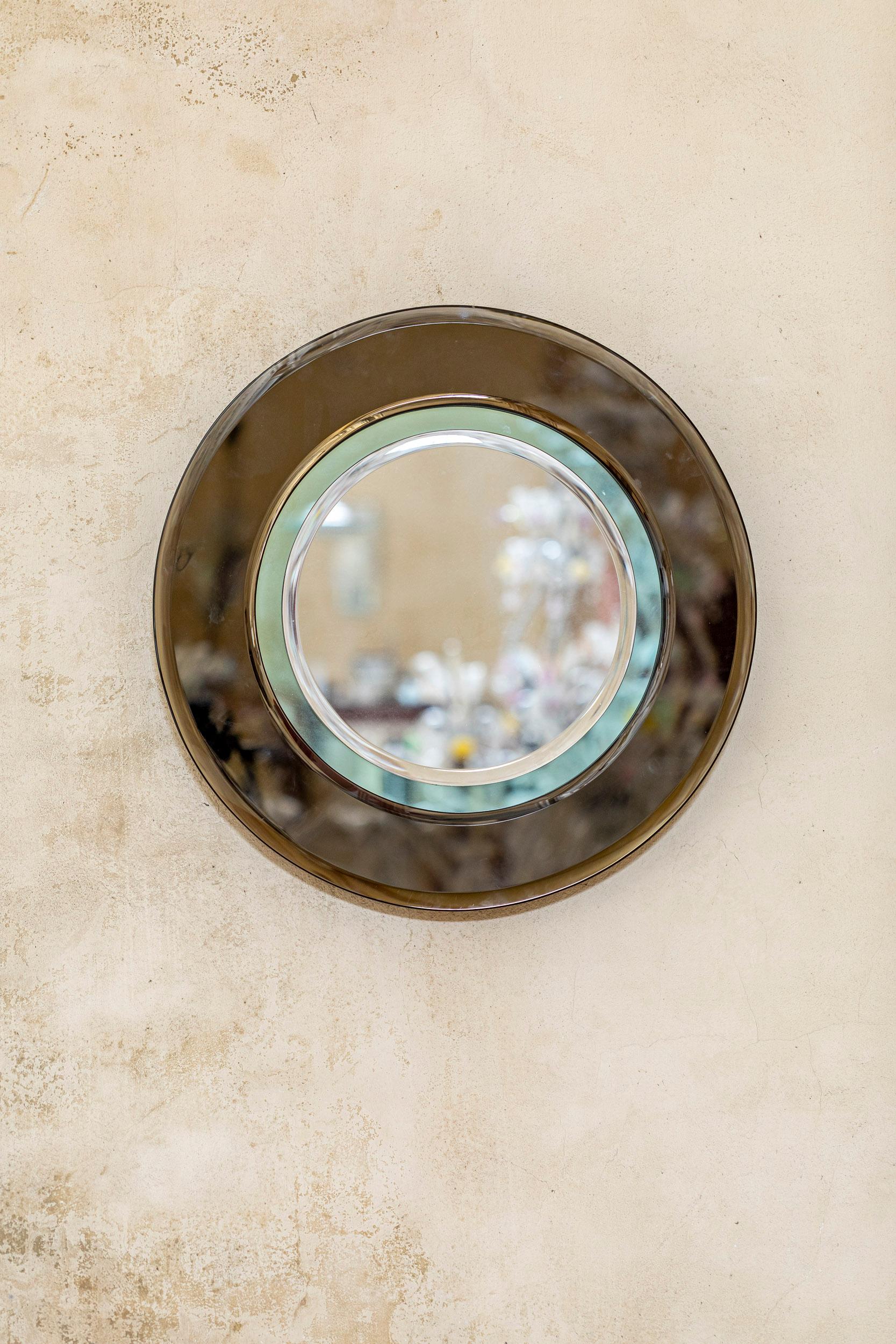 Mid-Century Modern Italian Mid-Century Glass Mirror Attributed to Cristal Art