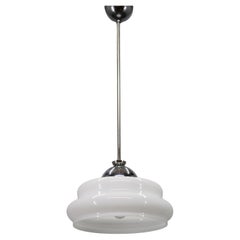 Italian Mid Century Glass Pendant Lamp Chrome Ceiling Light 1960s Italian Mid Century Glass Pendant Lamp Chrome Ceiling Light 1960s