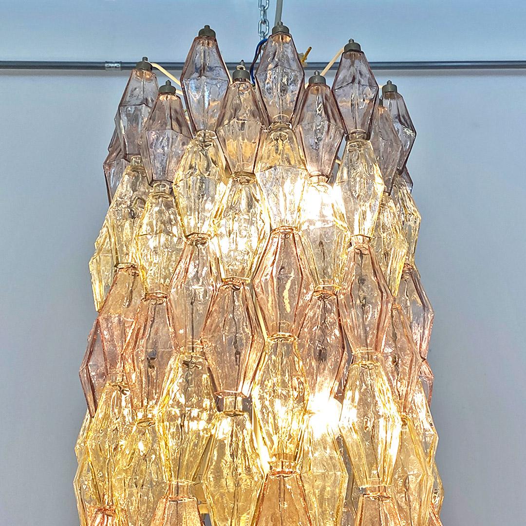 Metal Italian mid century glass Poliedri chandelier by Carlo Scarpa for Venini, 1958
