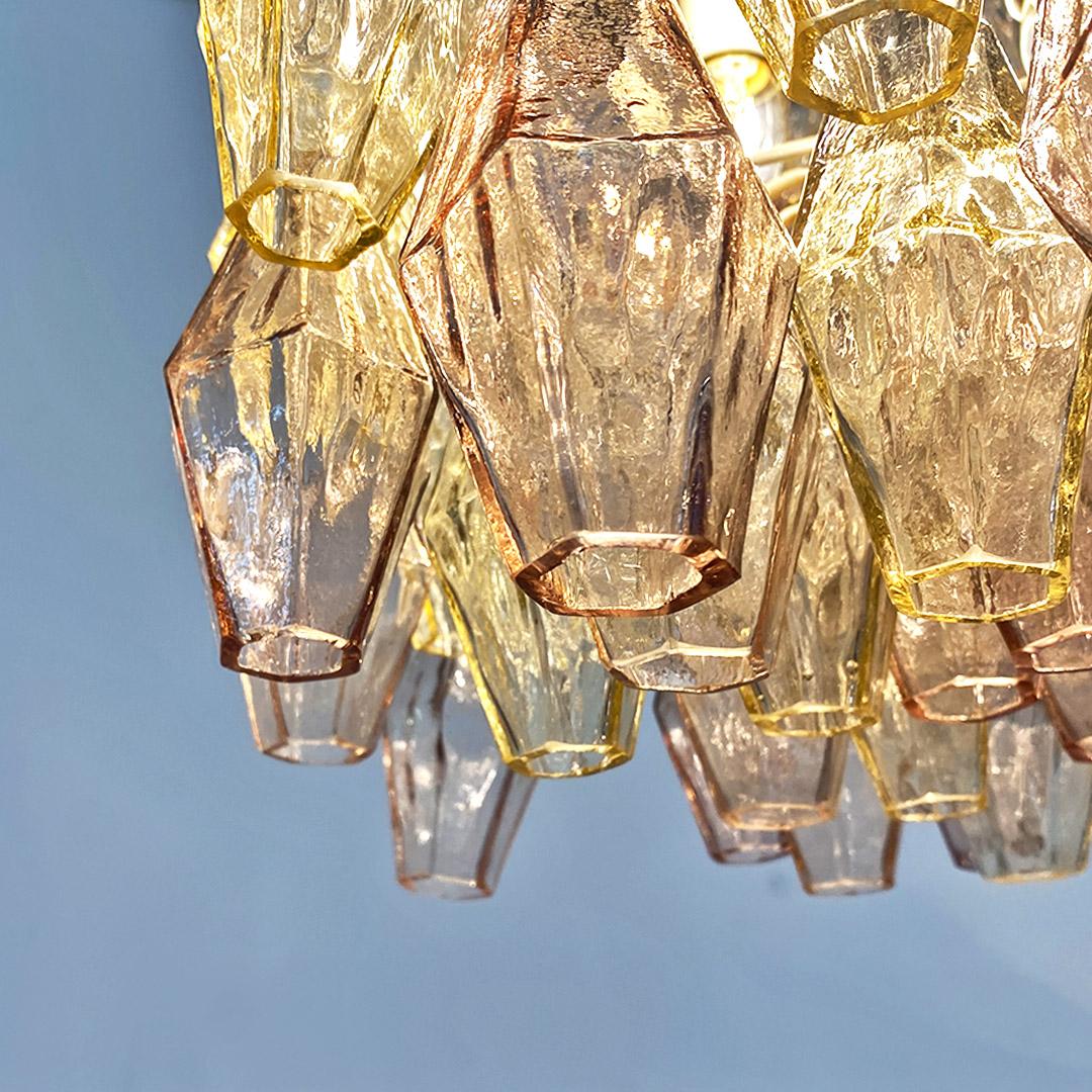 Italian mid century glass Poliedri chandelier by Carlo Scarpa for Venini, 1958 1