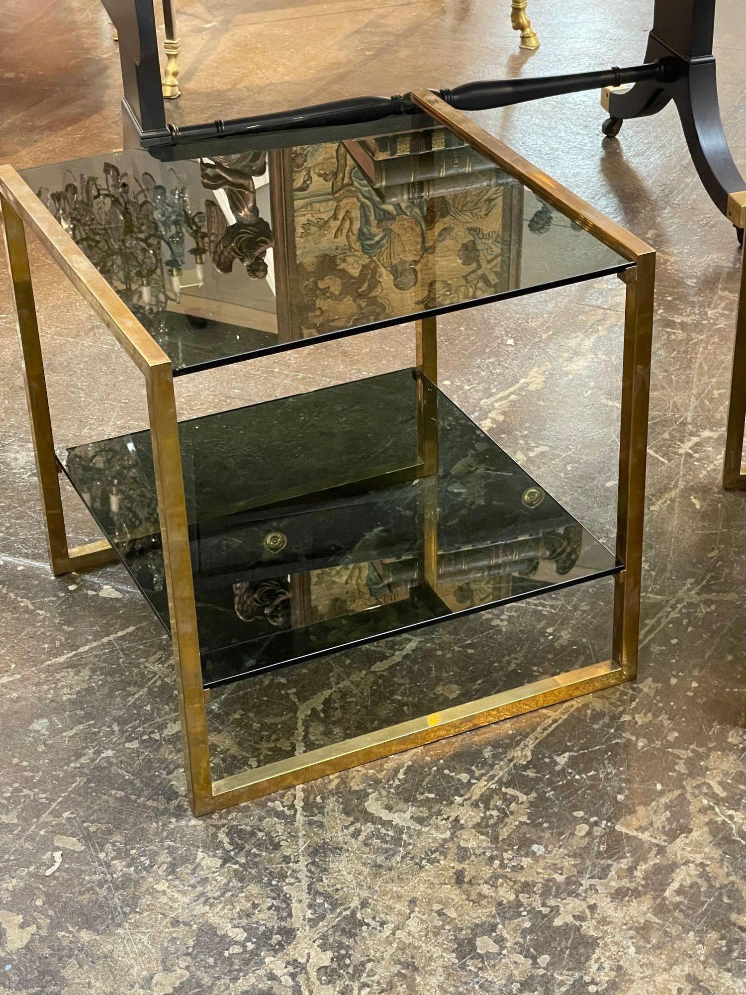 Italian Mid-Century Glass Side Table In Good Condition In Dallas, TX