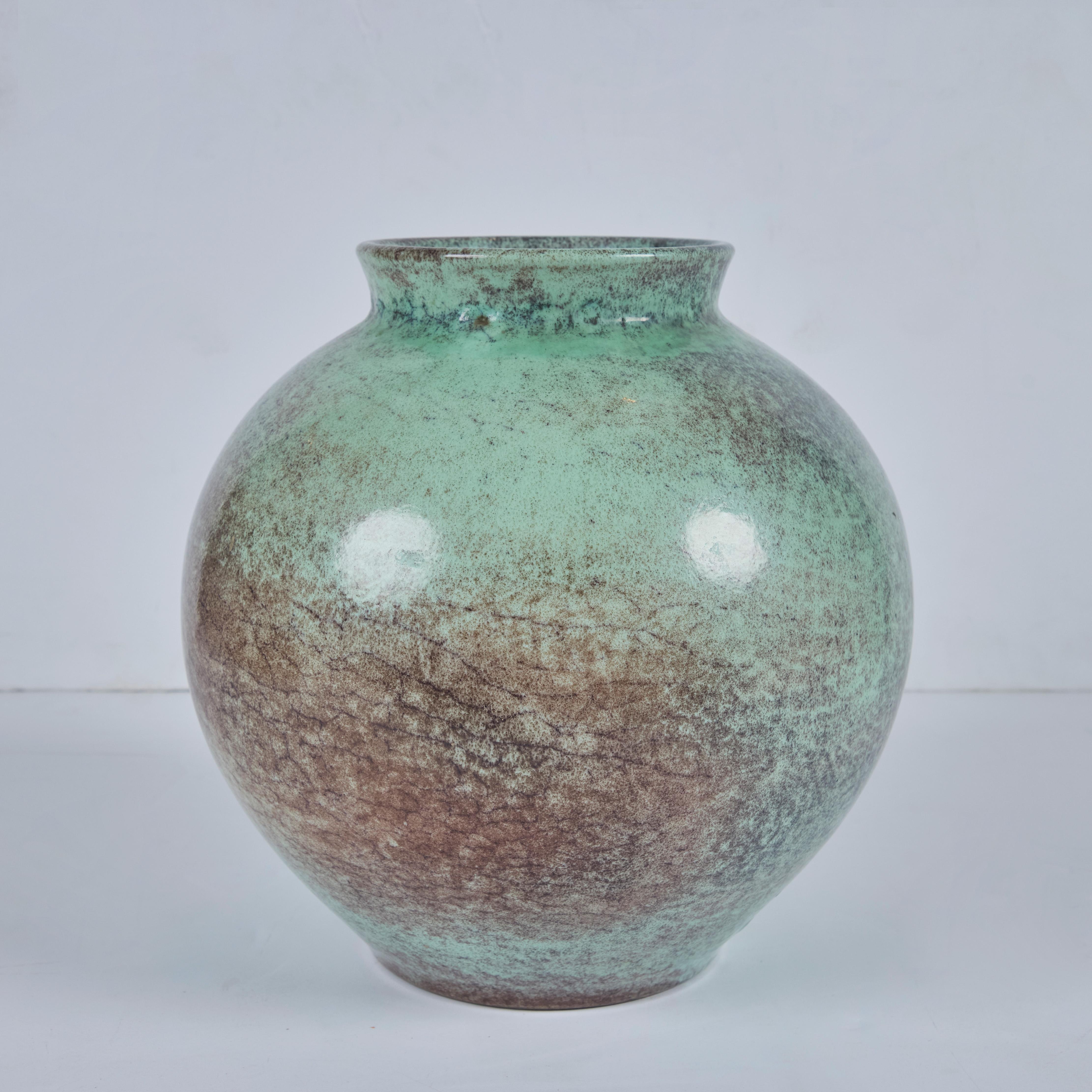 Italienische glasierte Keramikvase aus der Mitte des Jahrhunderts (Mitte des 20. Jahrhunderts) im Angebot