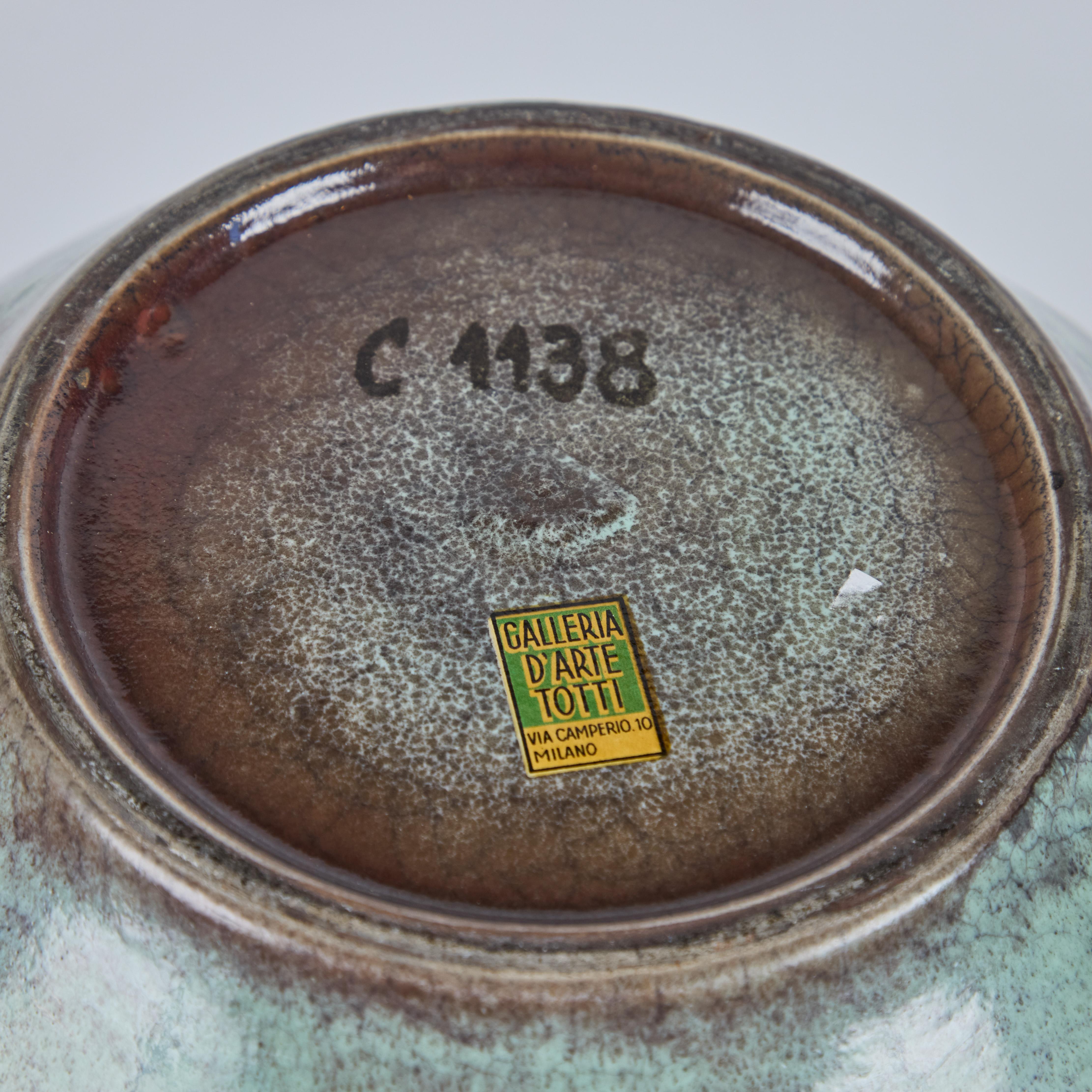 Italienische glasierte Keramikvase aus der Mitte des Jahrhunderts (Töpferwaren) im Angebot