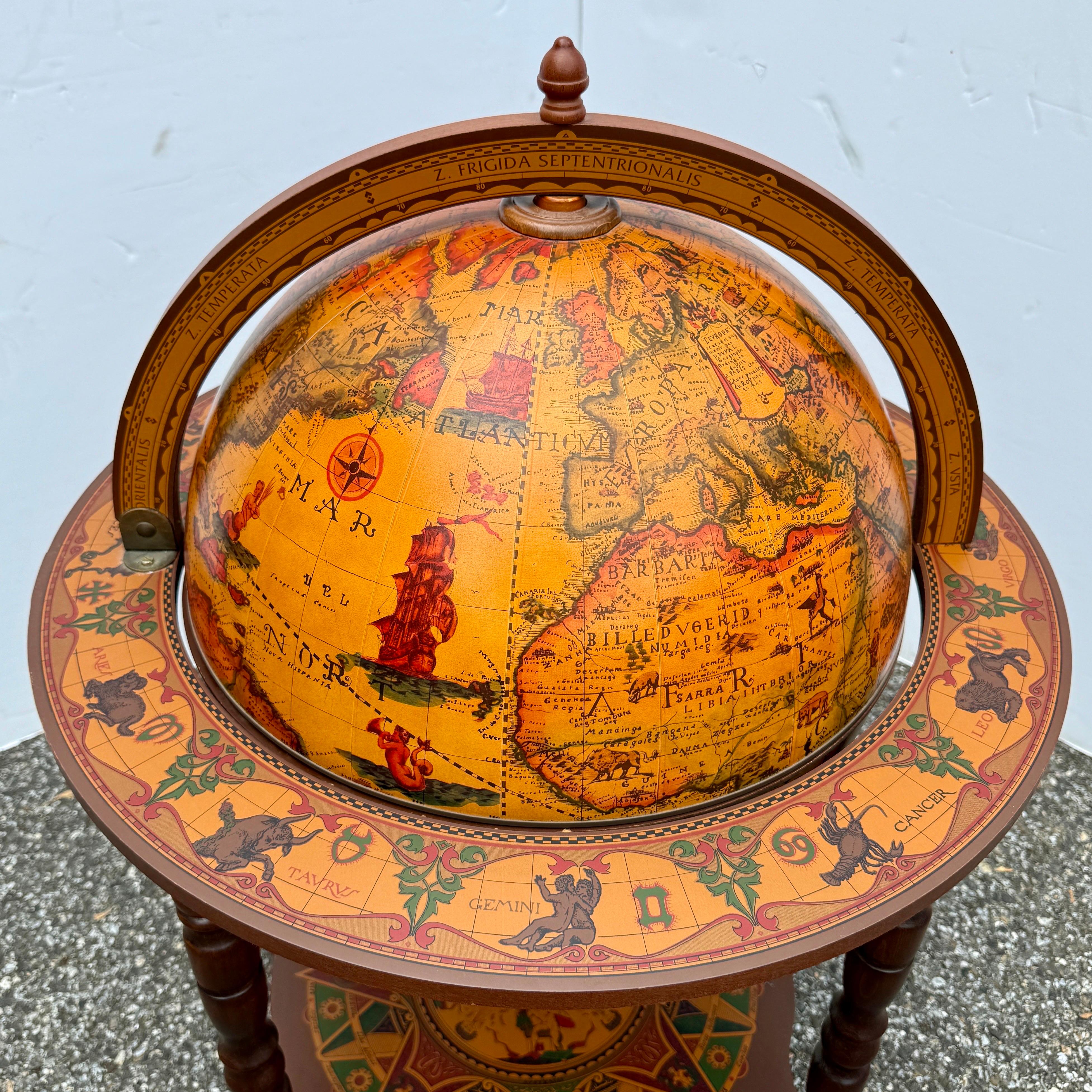Italian Mid-Century Globe Zodiac Bar Cart  For Sale 5