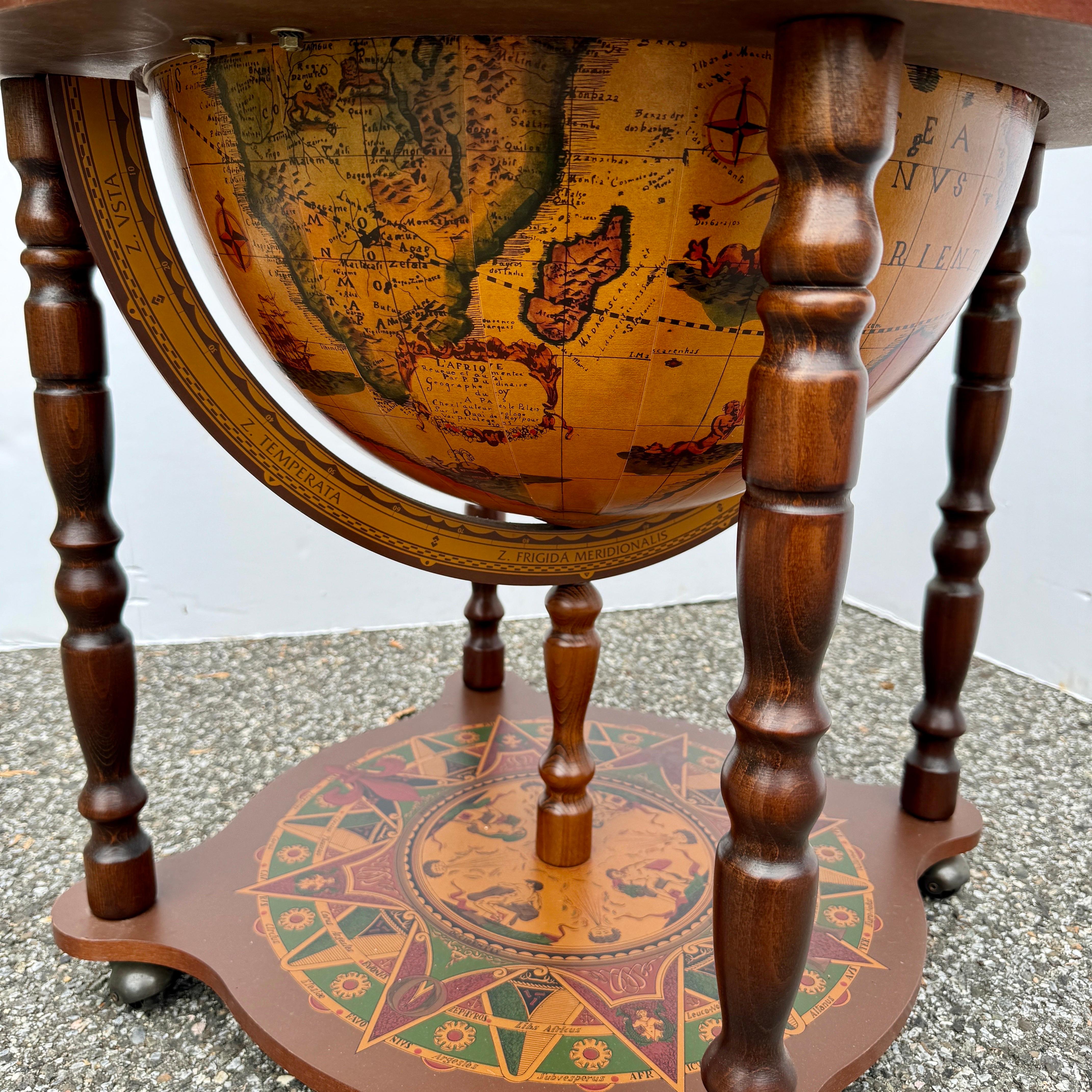 Italian Mid-Century Globe Zodiac Bar Cart  For Sale 6