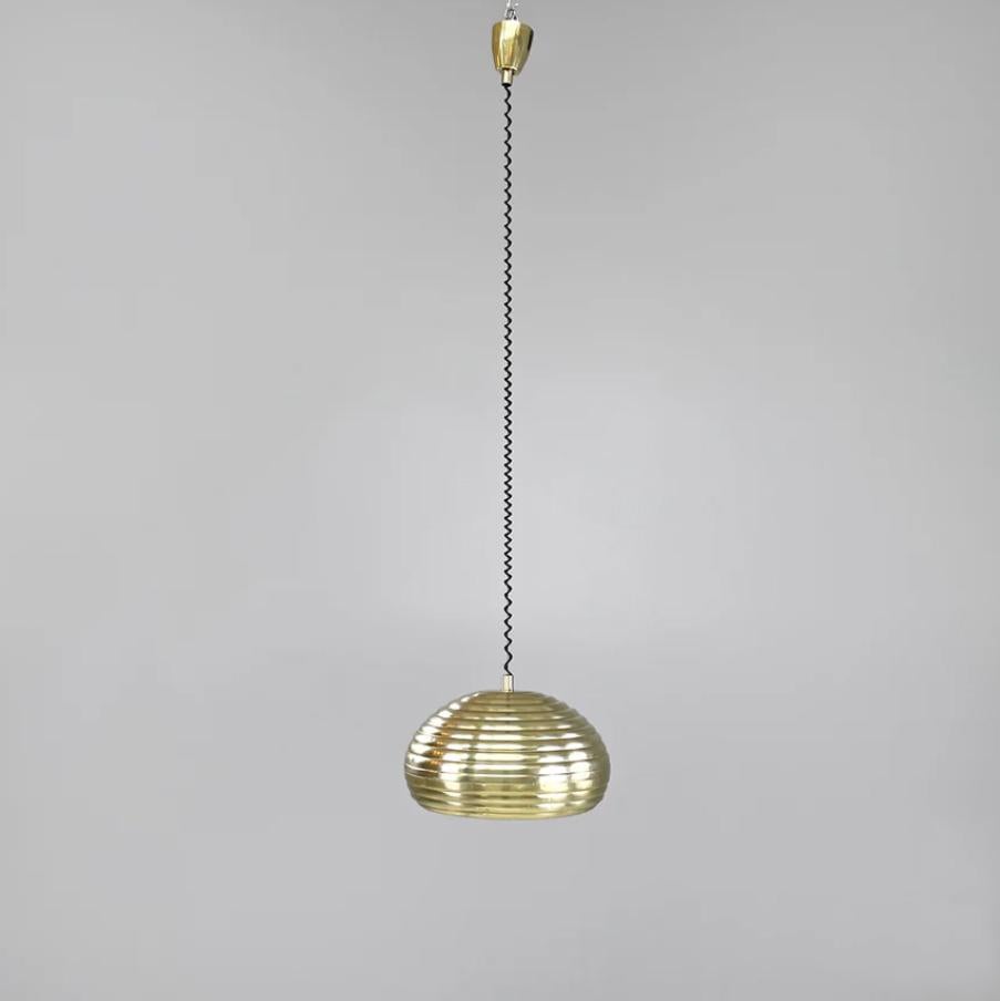 Metal Italian mid-century gold Chandelier Splugen Brau  by Castiglioni for Flos, 1960s For Sale