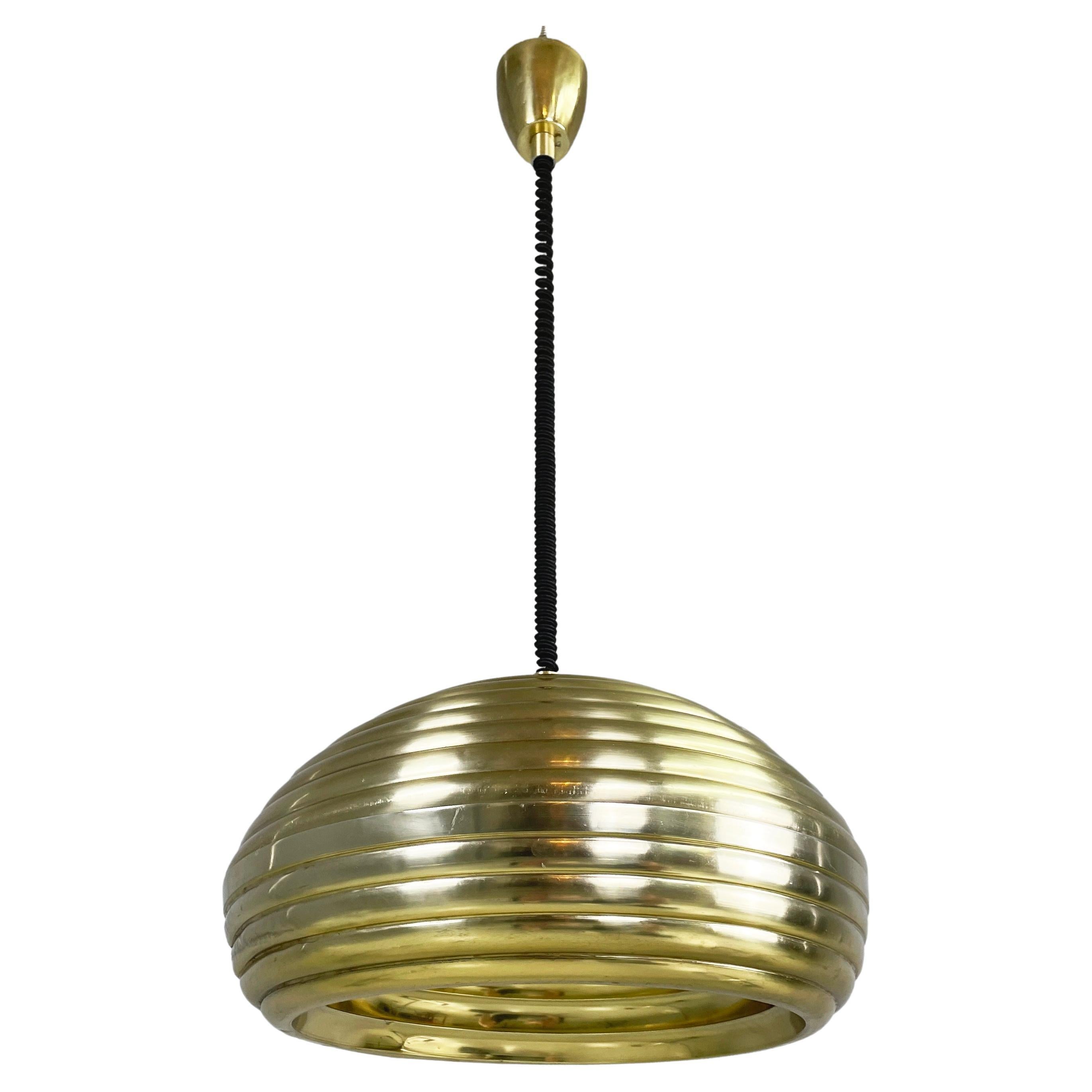 Italian mid-century gold Chandelier Splugen Brau  by Castiglioni for Flos, 1960s