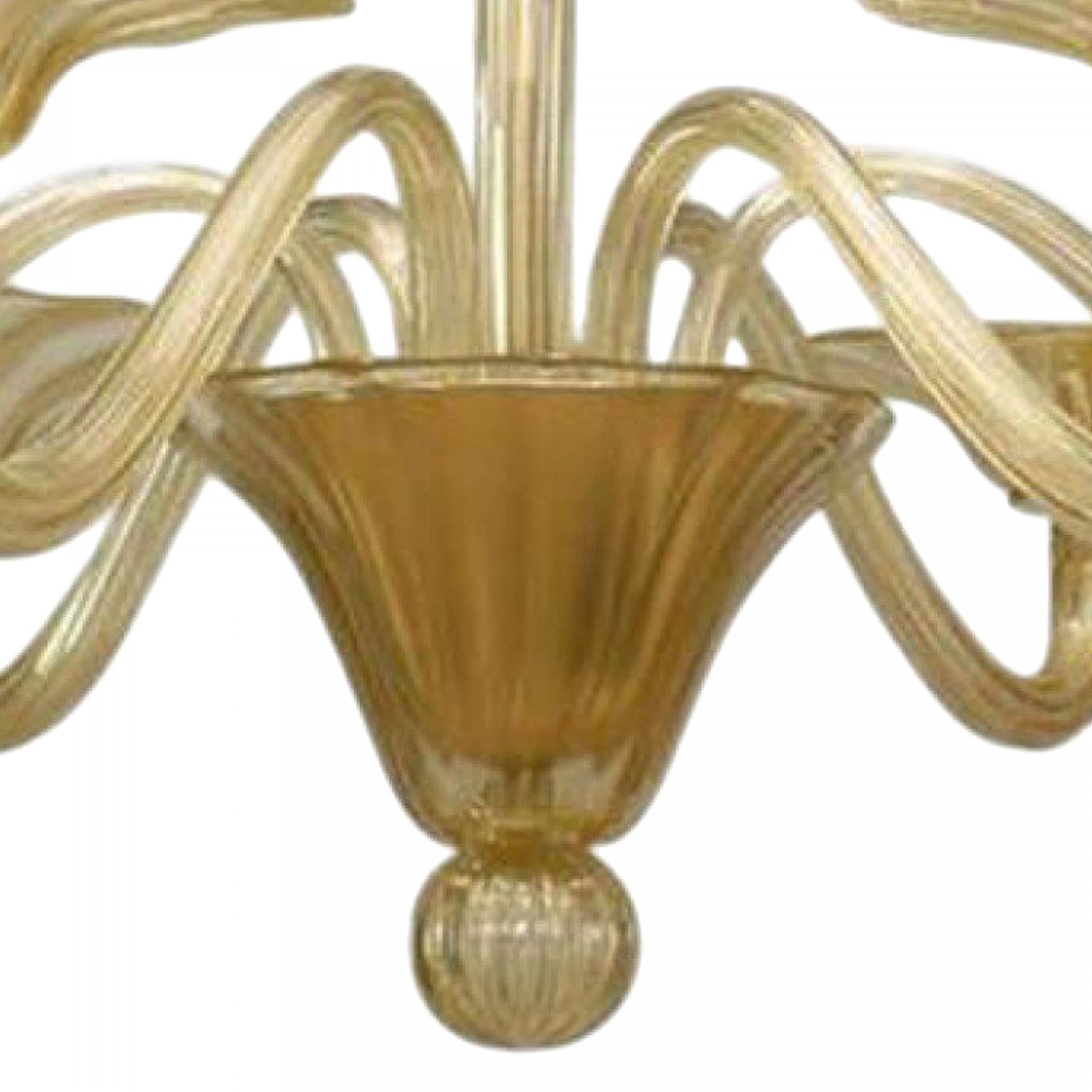 Fatto a mano Lampadari italiani di metà secolo in vetro spolverato d'oro in vendita