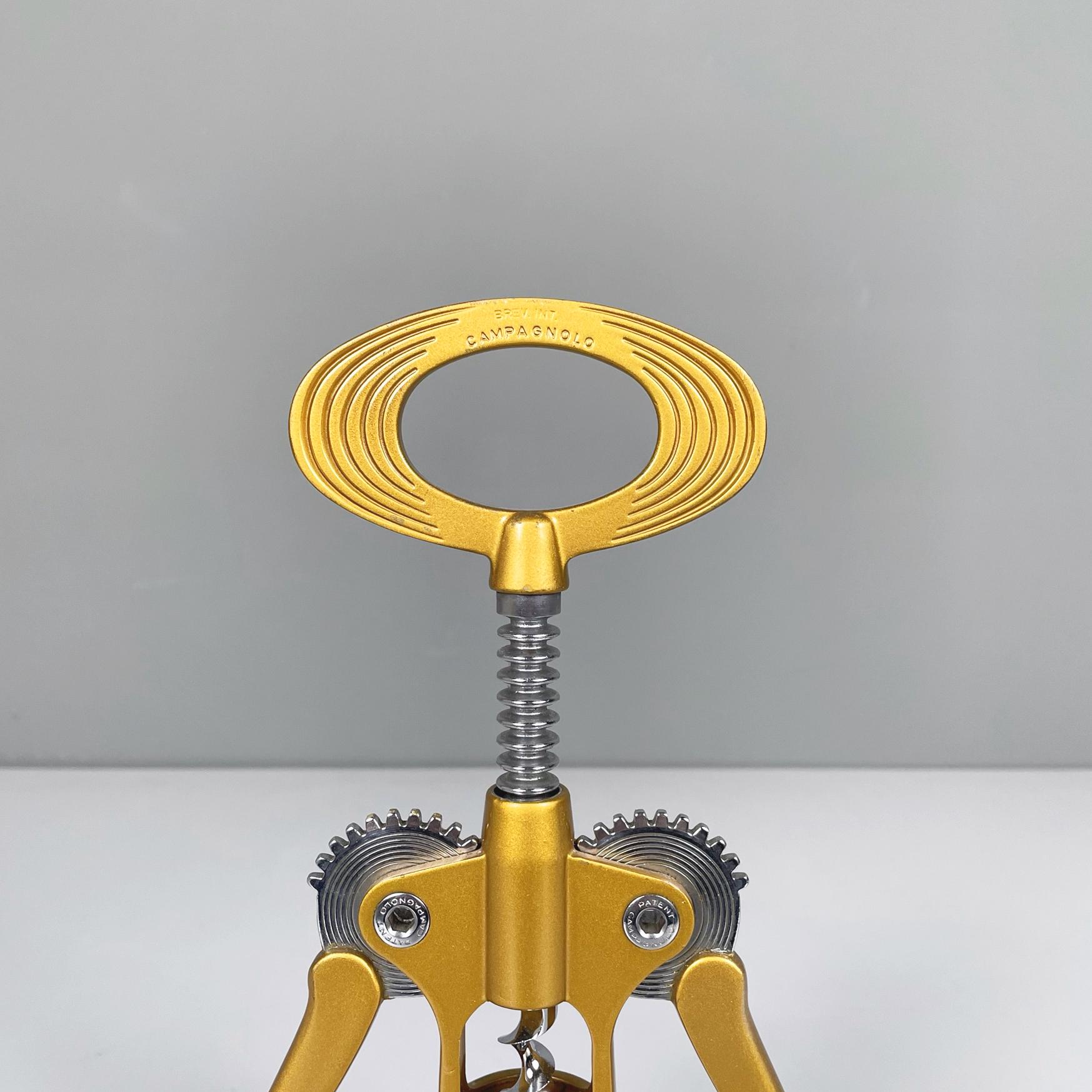 Italian Midcentury Gold Metal Corkscrew Mod. Big by Tullio Campagnolo, 1970s In Good Condition For Sale In MIlano, IT