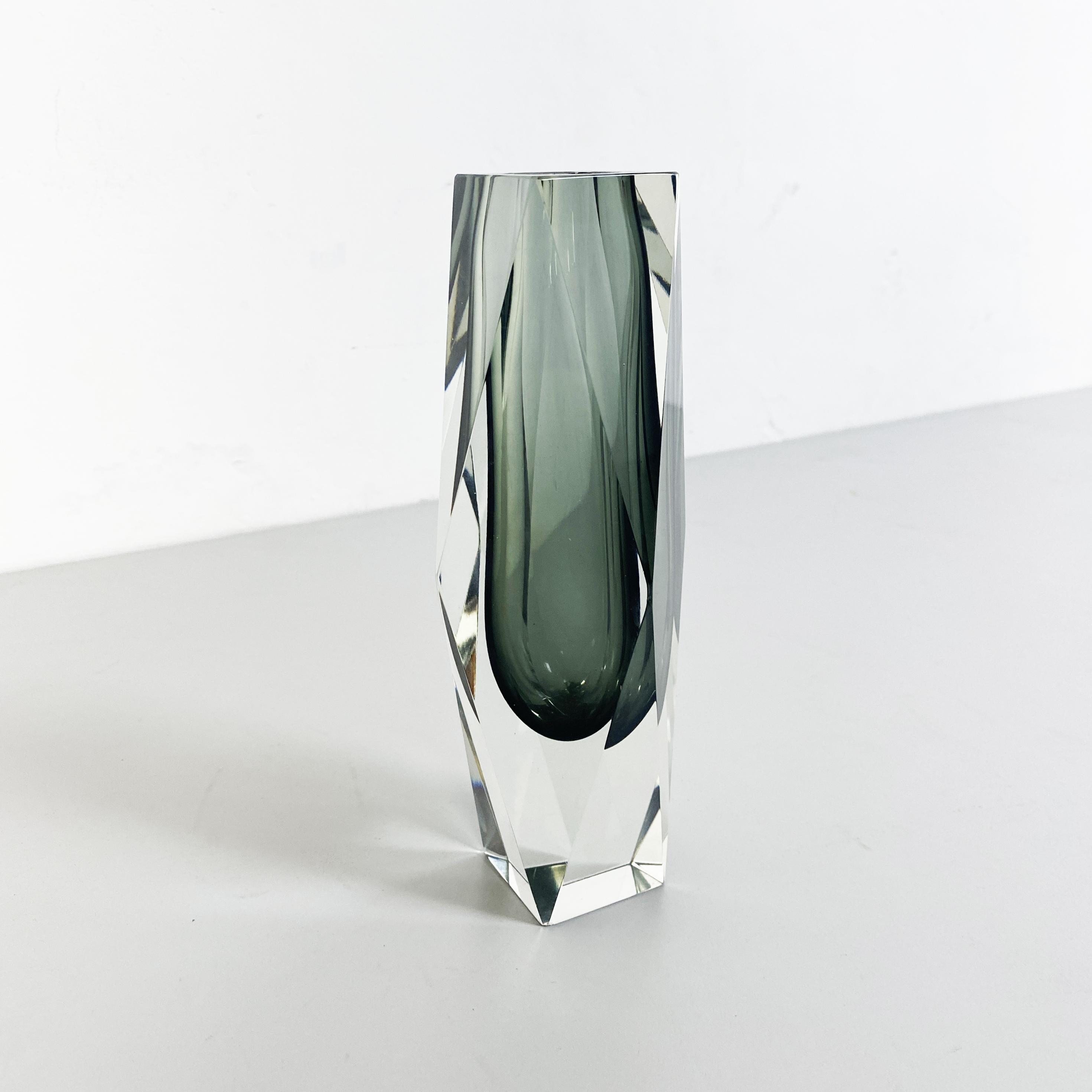 Italian Mid-Century Gray Murano Glass Vase from Sommersi Series, 1970s In Good Condition For Sale In MIlano, IT